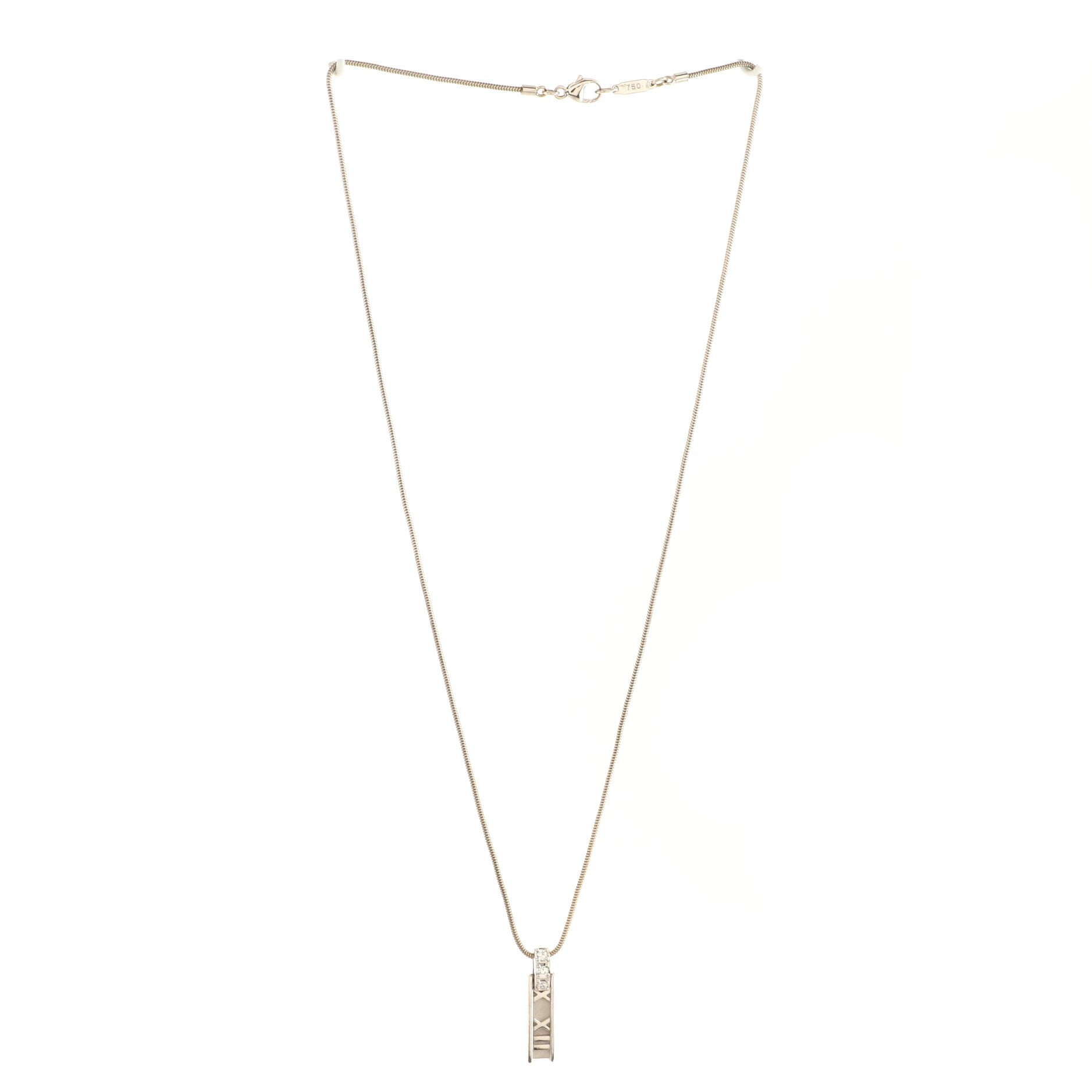 Atlas Bar Pendant Necklace 18K White Gold with Diamonds