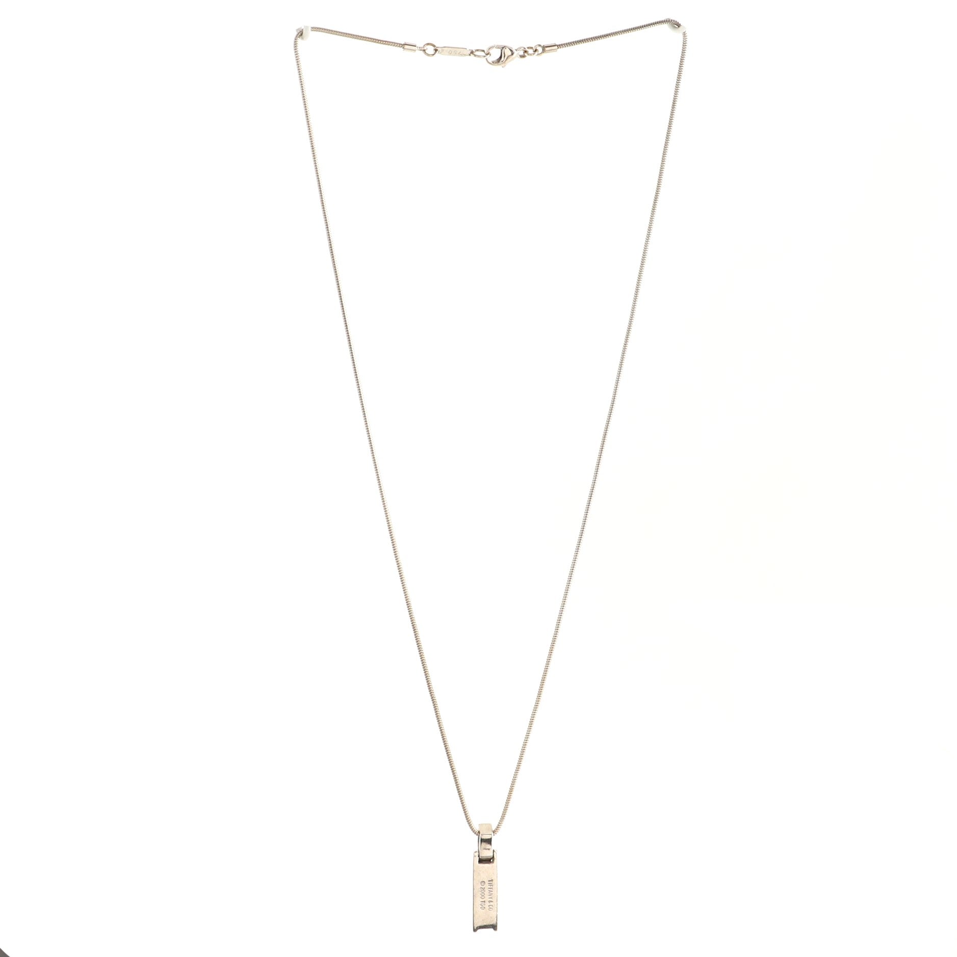Atlas Bar Pendant Necklace 18K White Gold with Diamonds