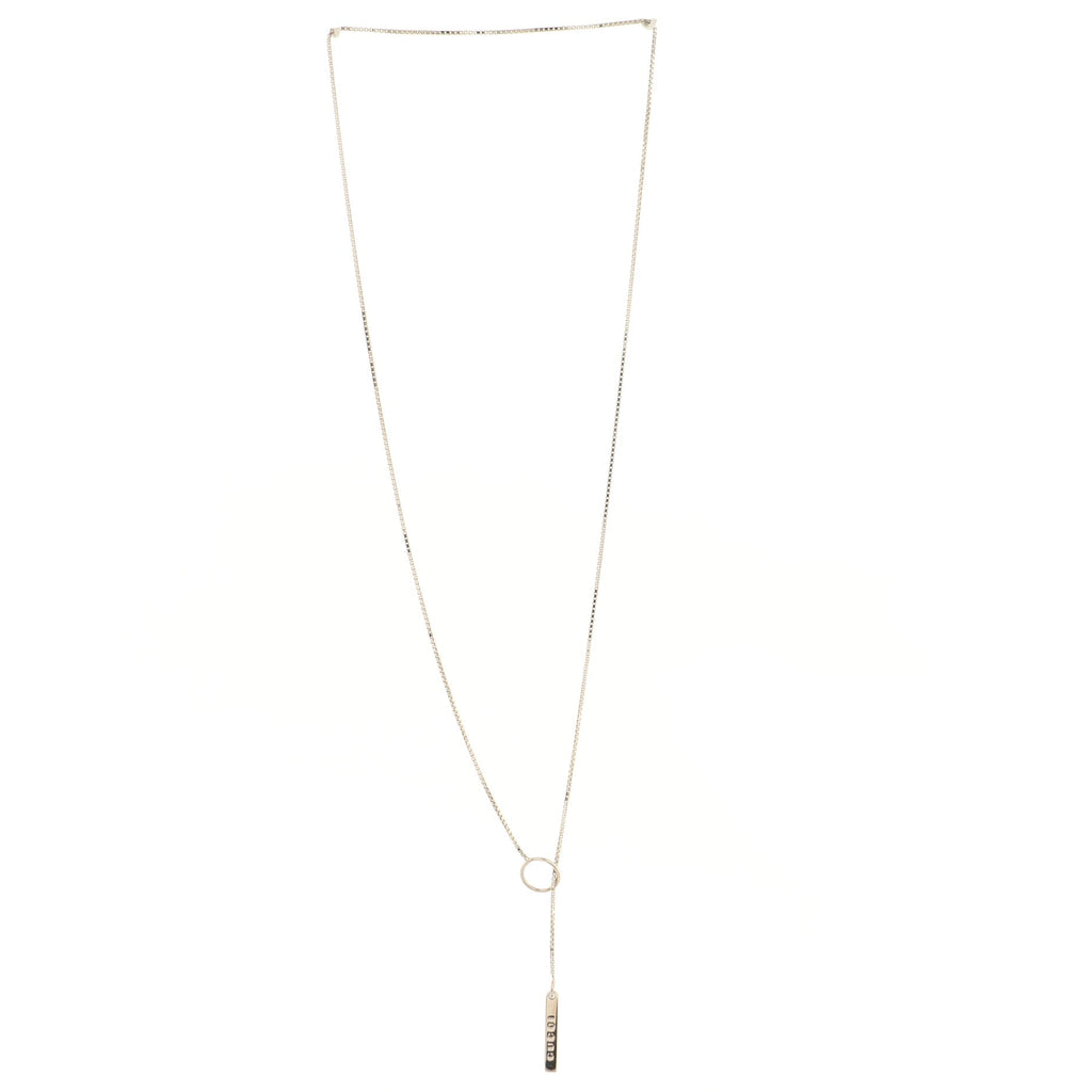 Logo Lariat Necklace 18K White Gold