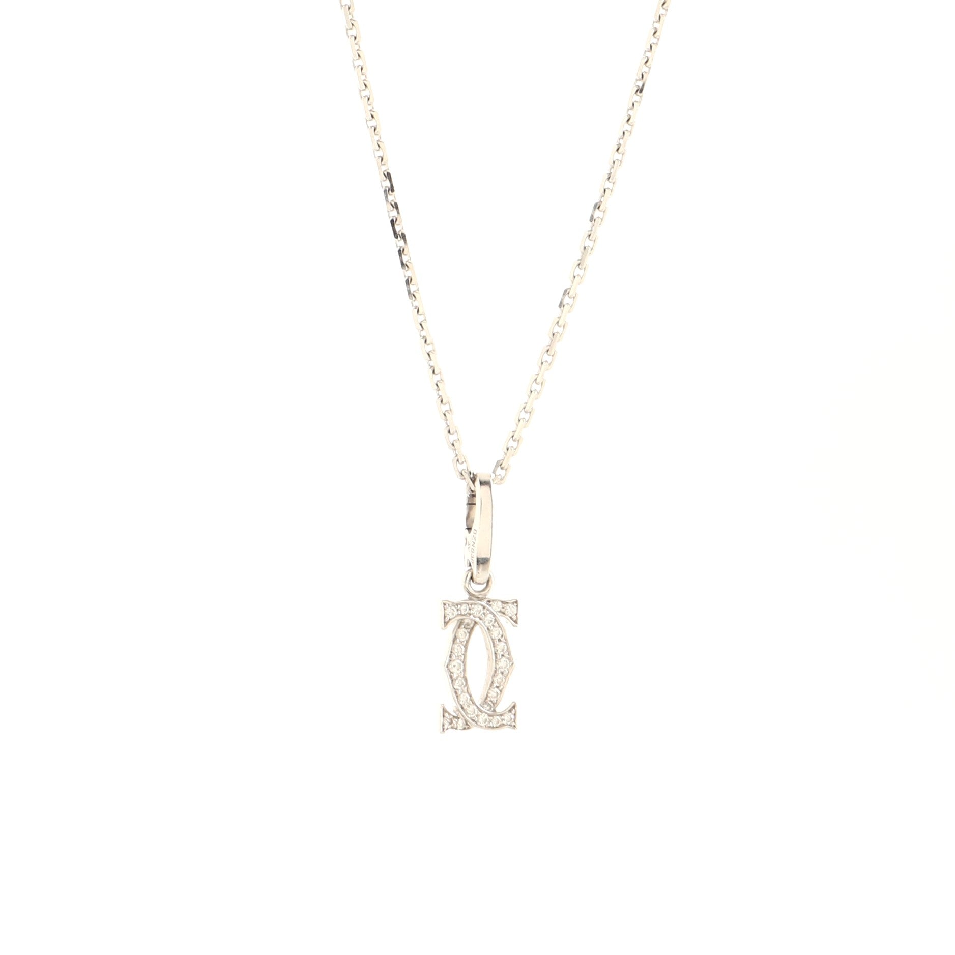 2C Pendant Necklace 18K White Gold with Diamonds