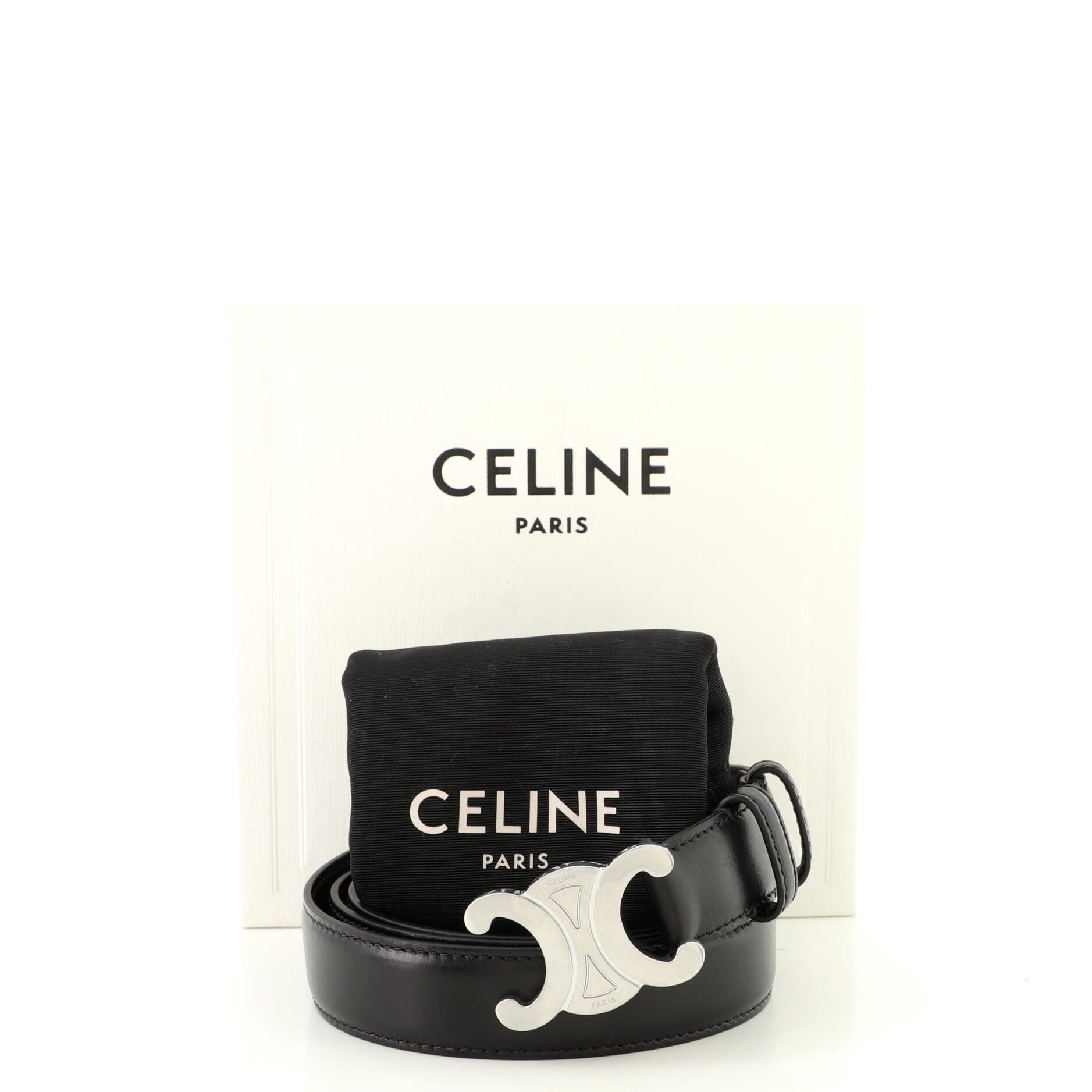 Triomphe Belt Leather and Metal Thin 100