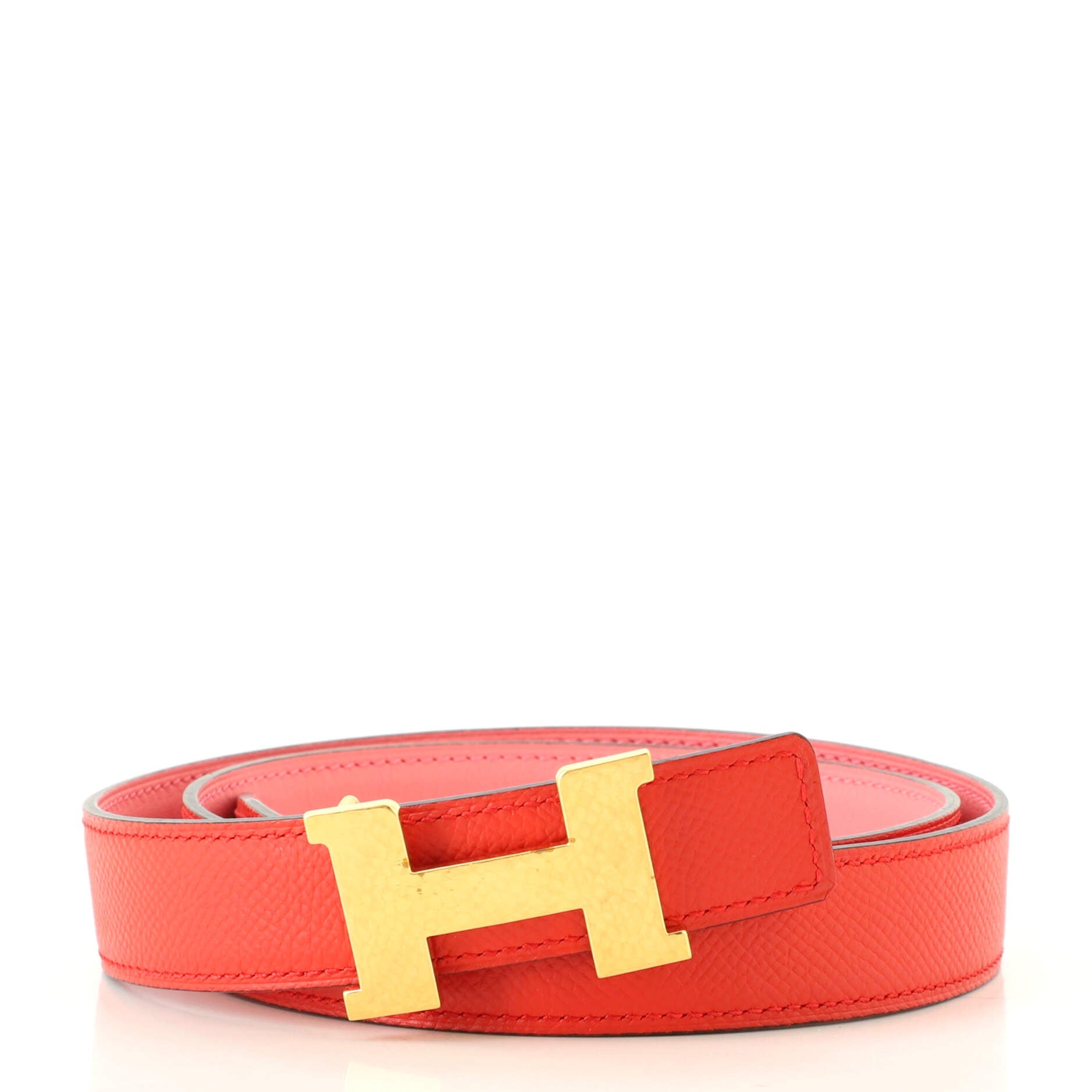 Constance Martelee H Reversible Belt Leather with Hammered Hardware Thin 75