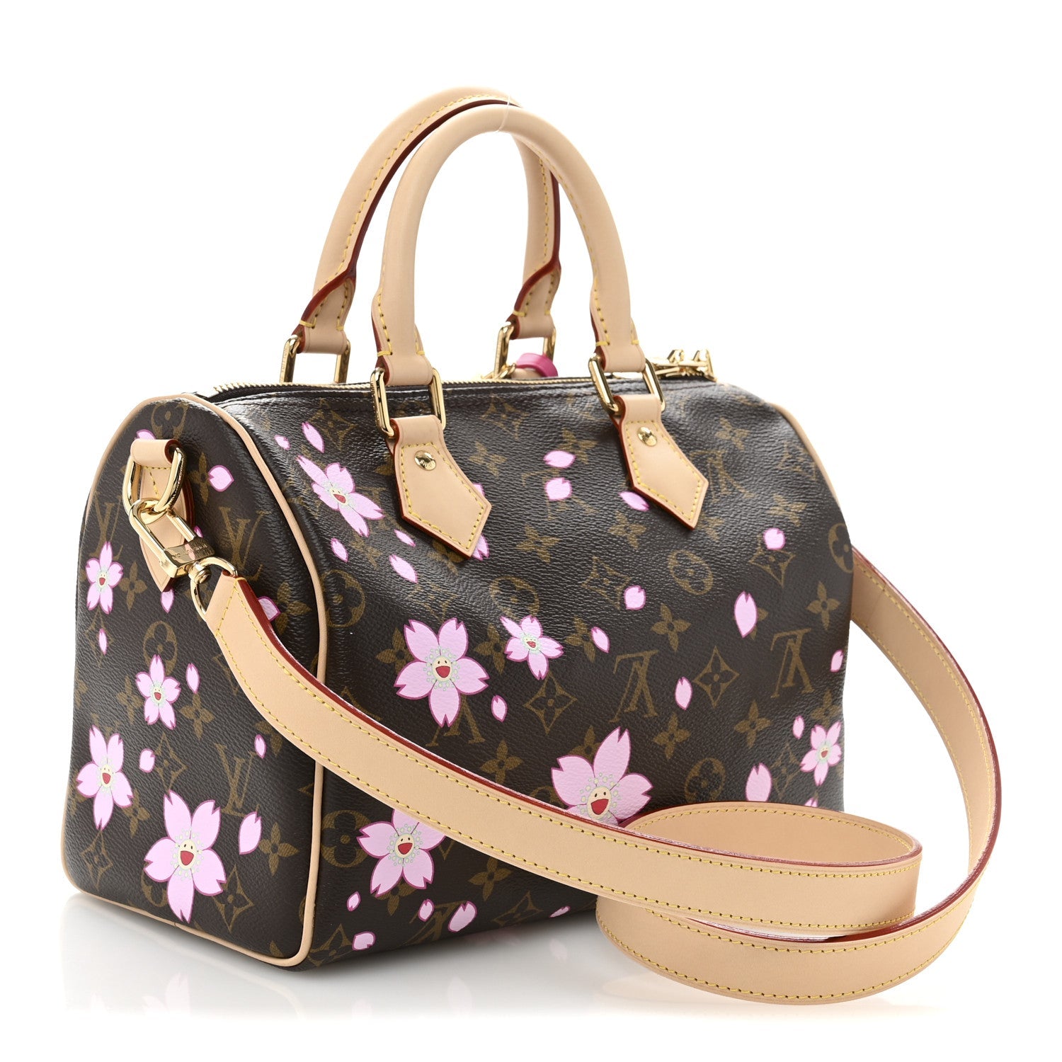 LV X TM Monogram Cherry Blossom Speedy Bandouliere 25 Sakura Brown