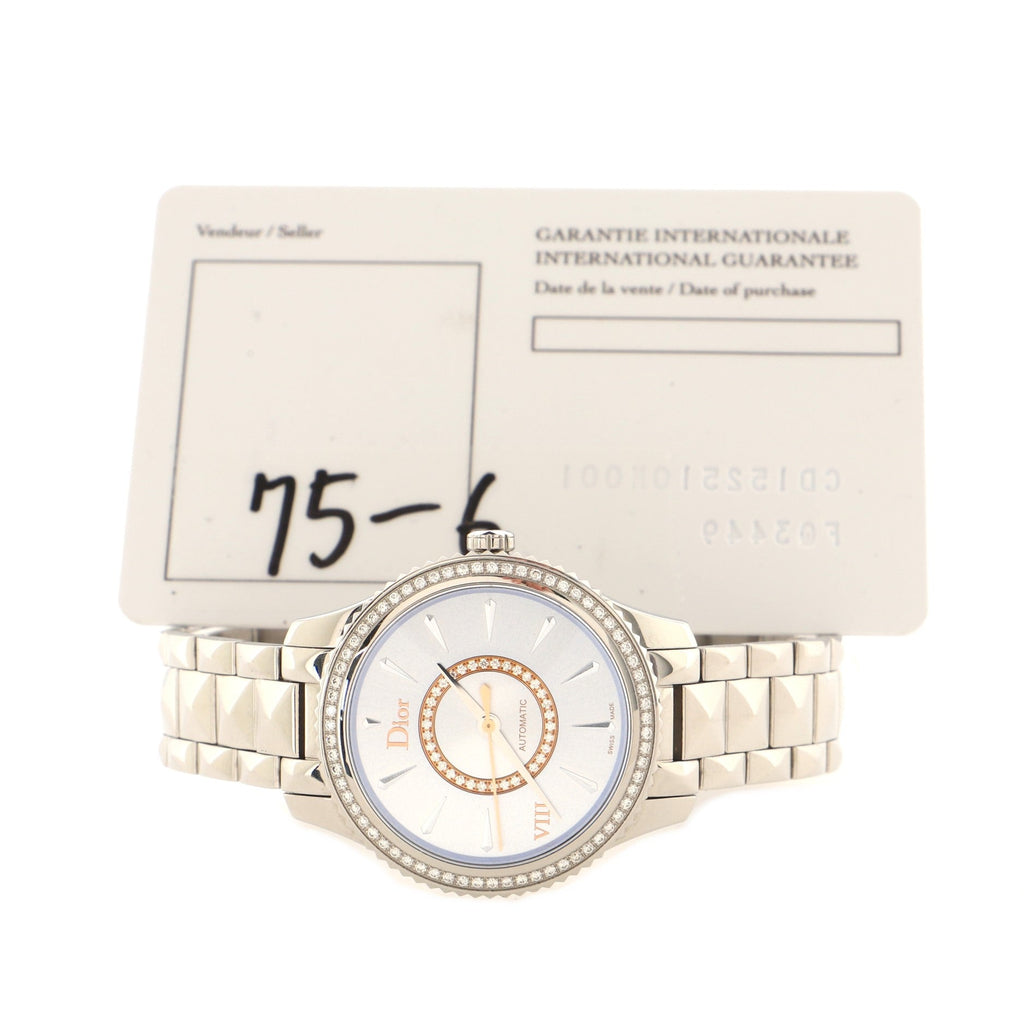 VIII Montaigne Automatic Watch Stainless Steel with Diamond Bezel and Dial 32