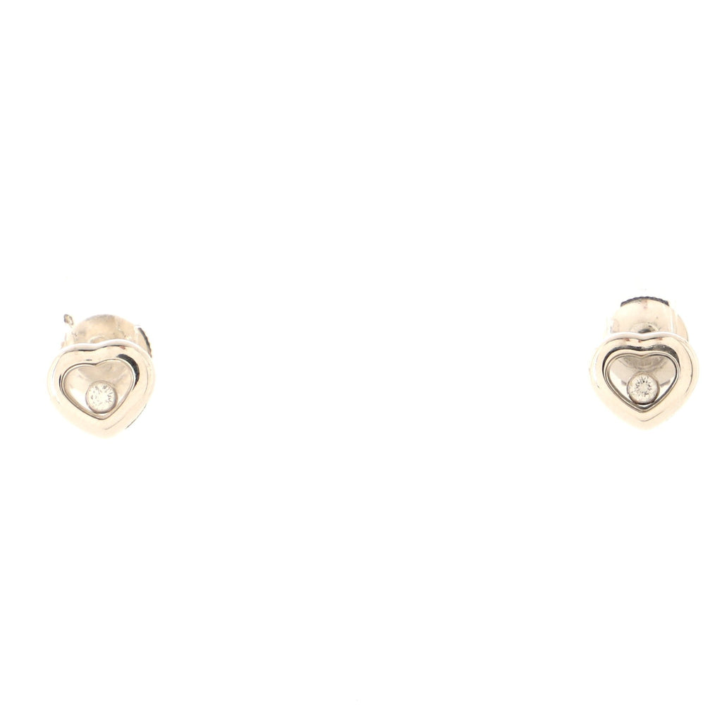 Happy Diamonds Heart Earrings 18K White Gold with Floating Diamond