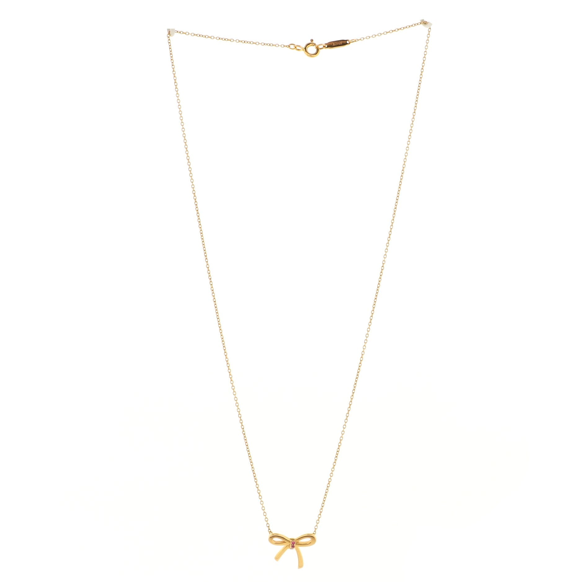 Bow Pendant Necklace 18K Rose Gold with Pink Sapphires Mini