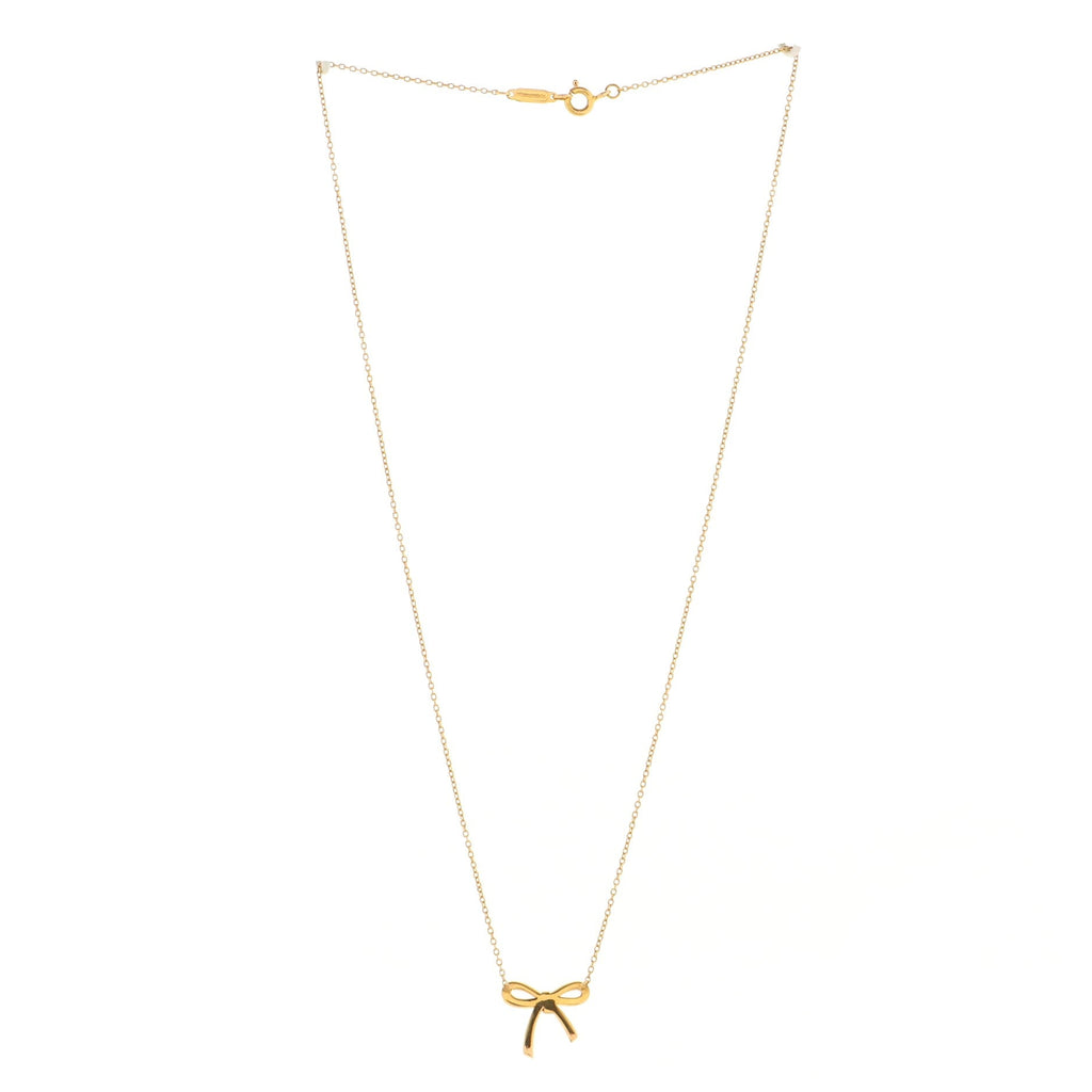 Bow Pendant Necklace 18K Rose Gold with Pink Sapphires Mini