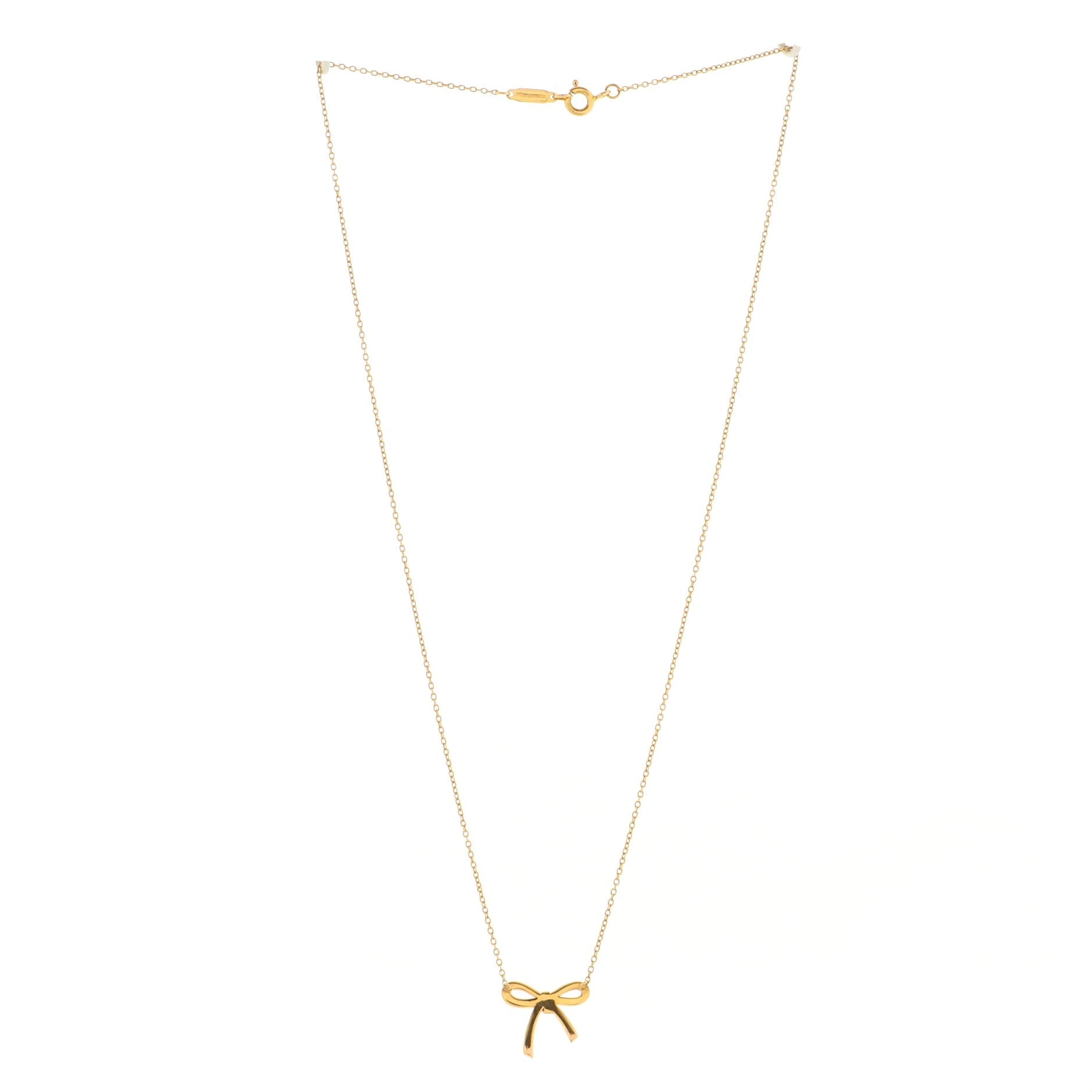 Bow Pendant Necklace 18K Rose Gold with Pink Sapphires Mini
