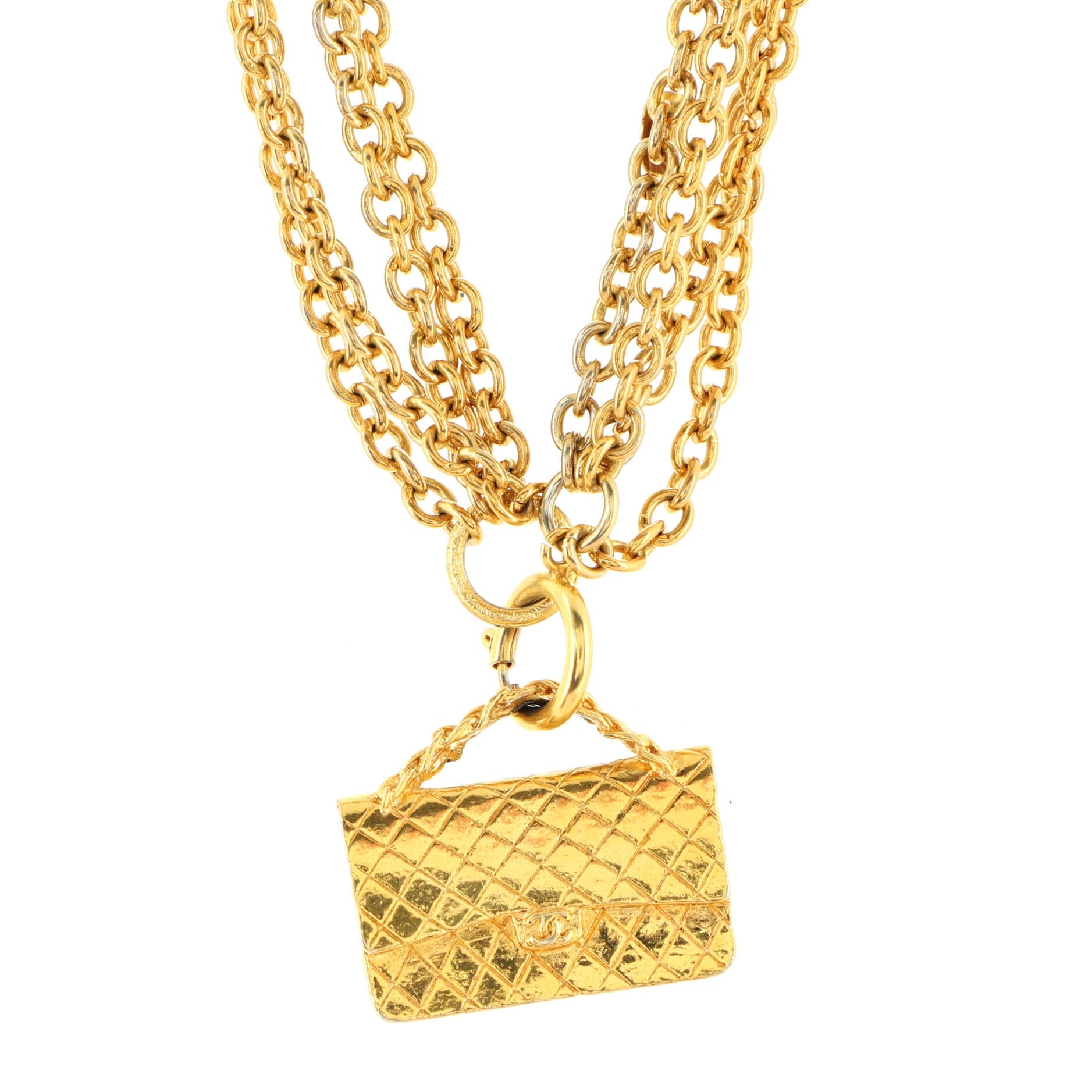 Multistrand Flap Bag Pendant Necklace Metal