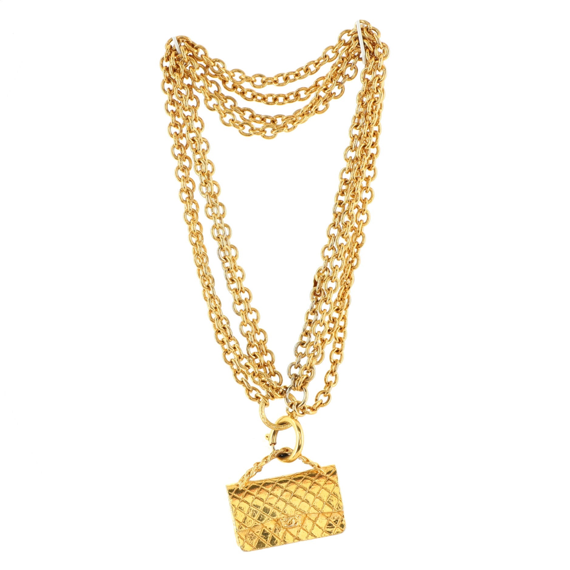 Multistrand Flap Bag Pendant Necklace Metal