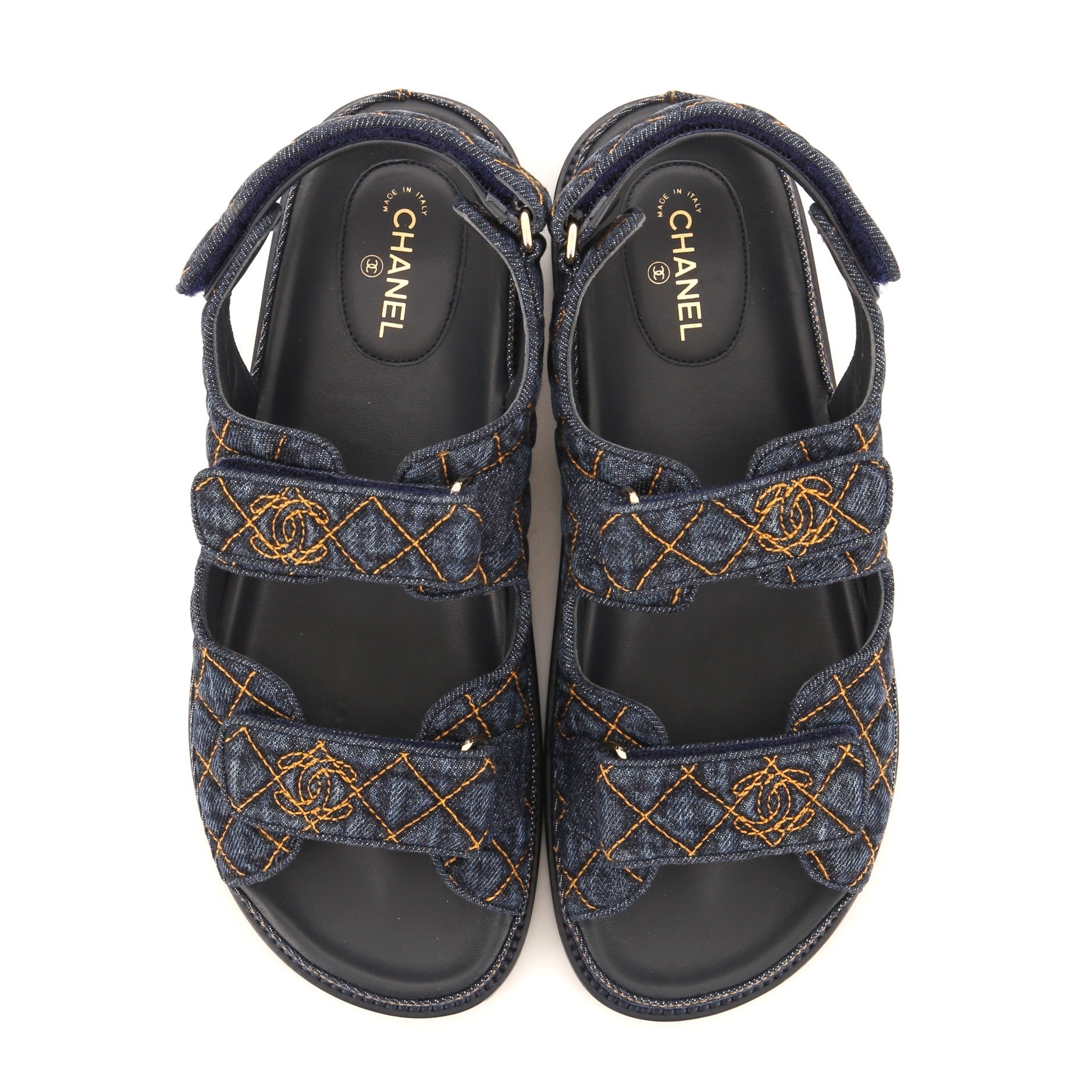 Women's Velcro Dad Sandals Quilted Denim