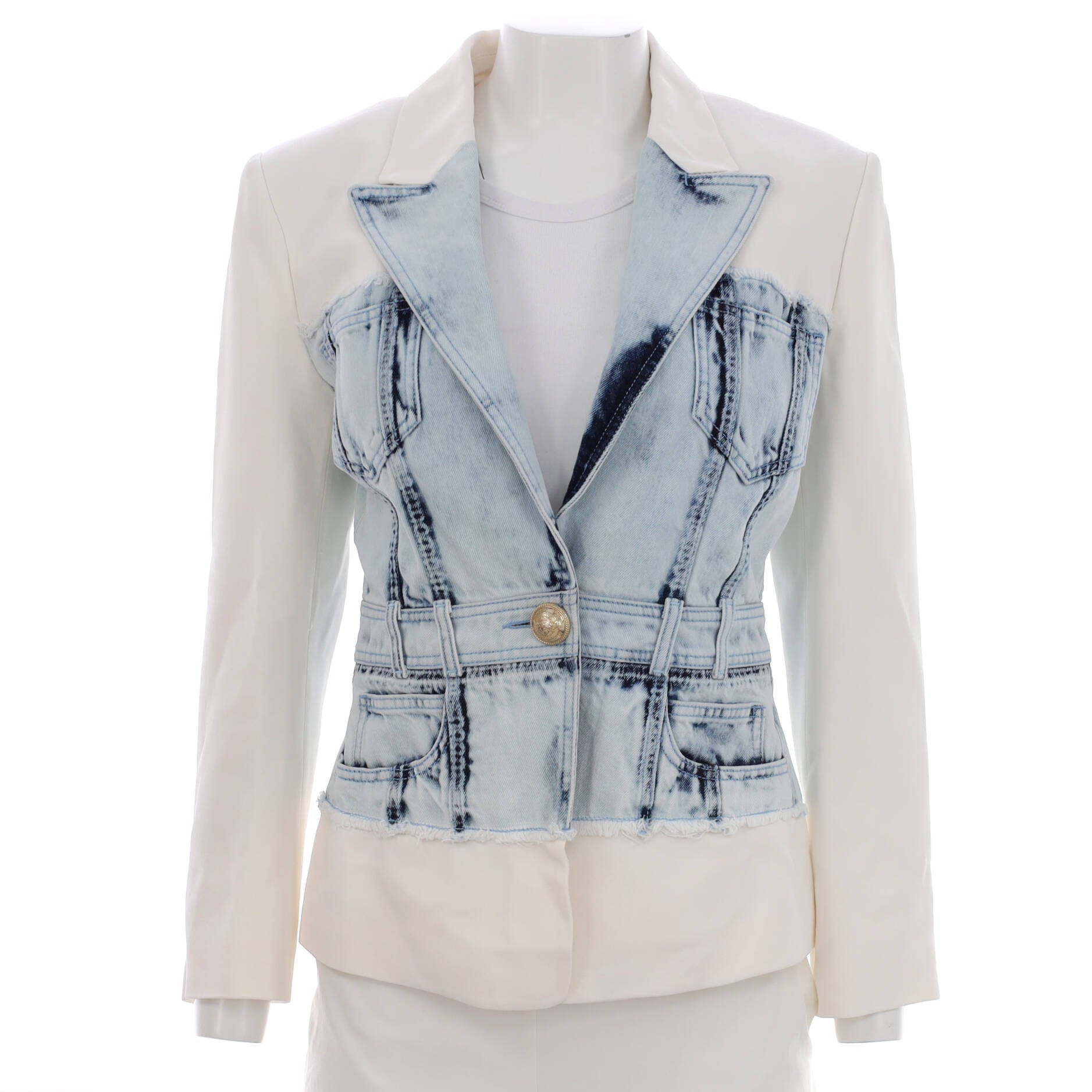 Women's Single Button Blazer Viscose and Denim