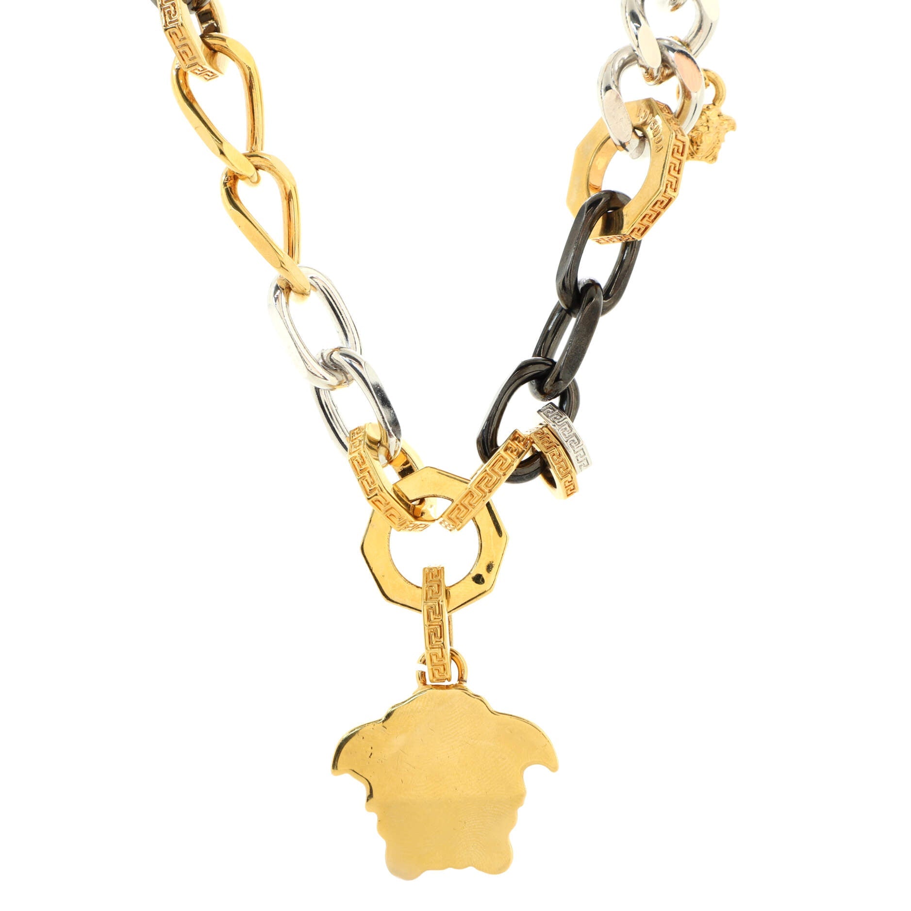 Medusa Pendant Multicolor Chain Necklace Metal