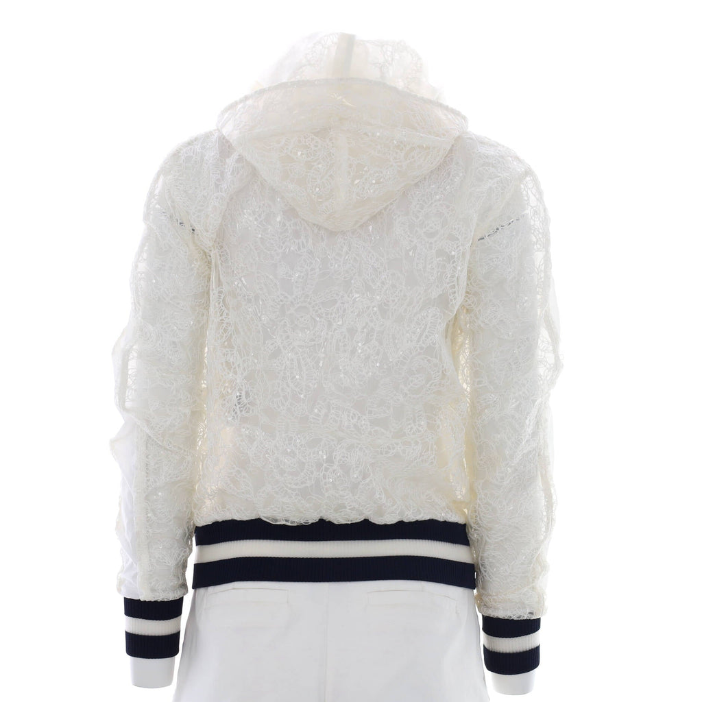 Women's Hooded Bomber Jacket Polyamide Blend with Lace Details