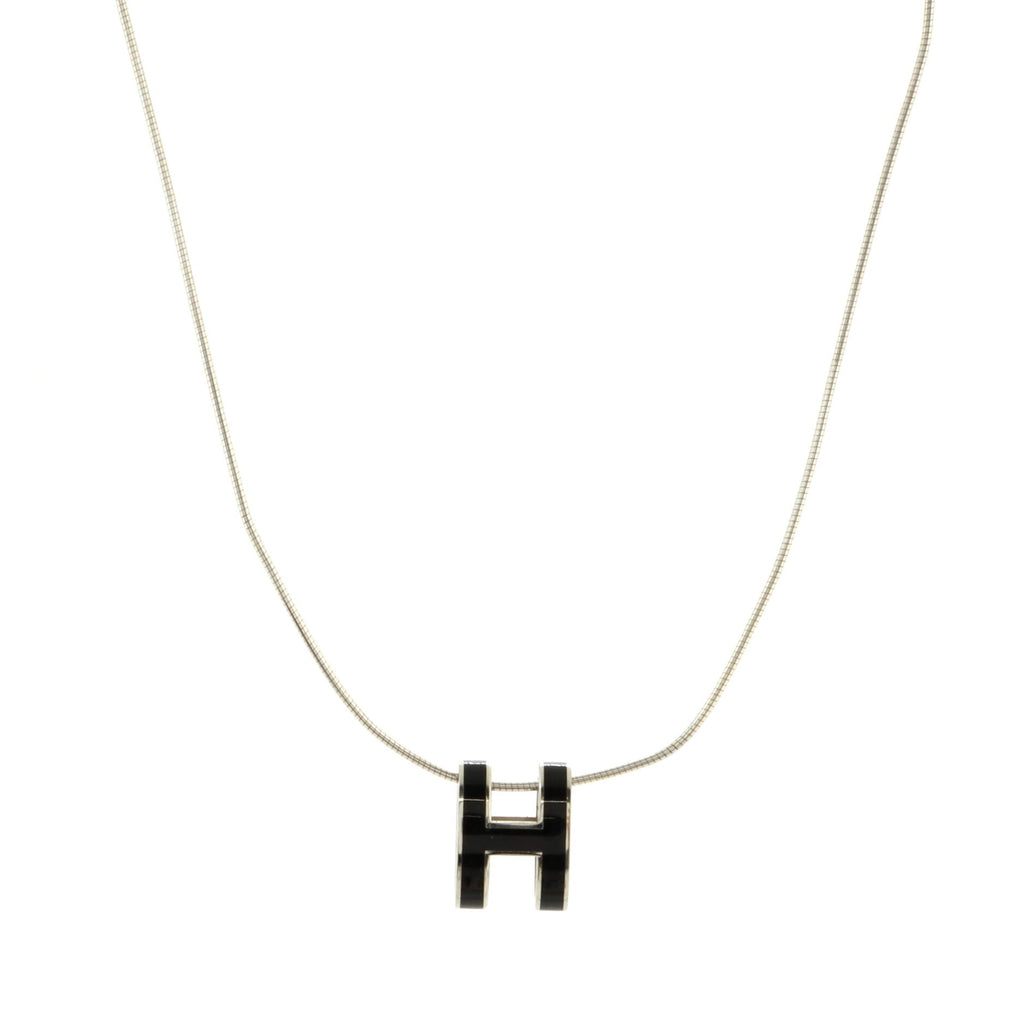 Pop H Pendant Cord Necklace Metal and Enamel