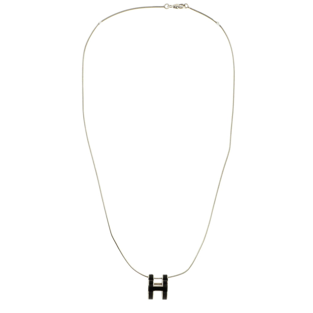 Pop H Pendant Cord Necklace Metal and Enamel