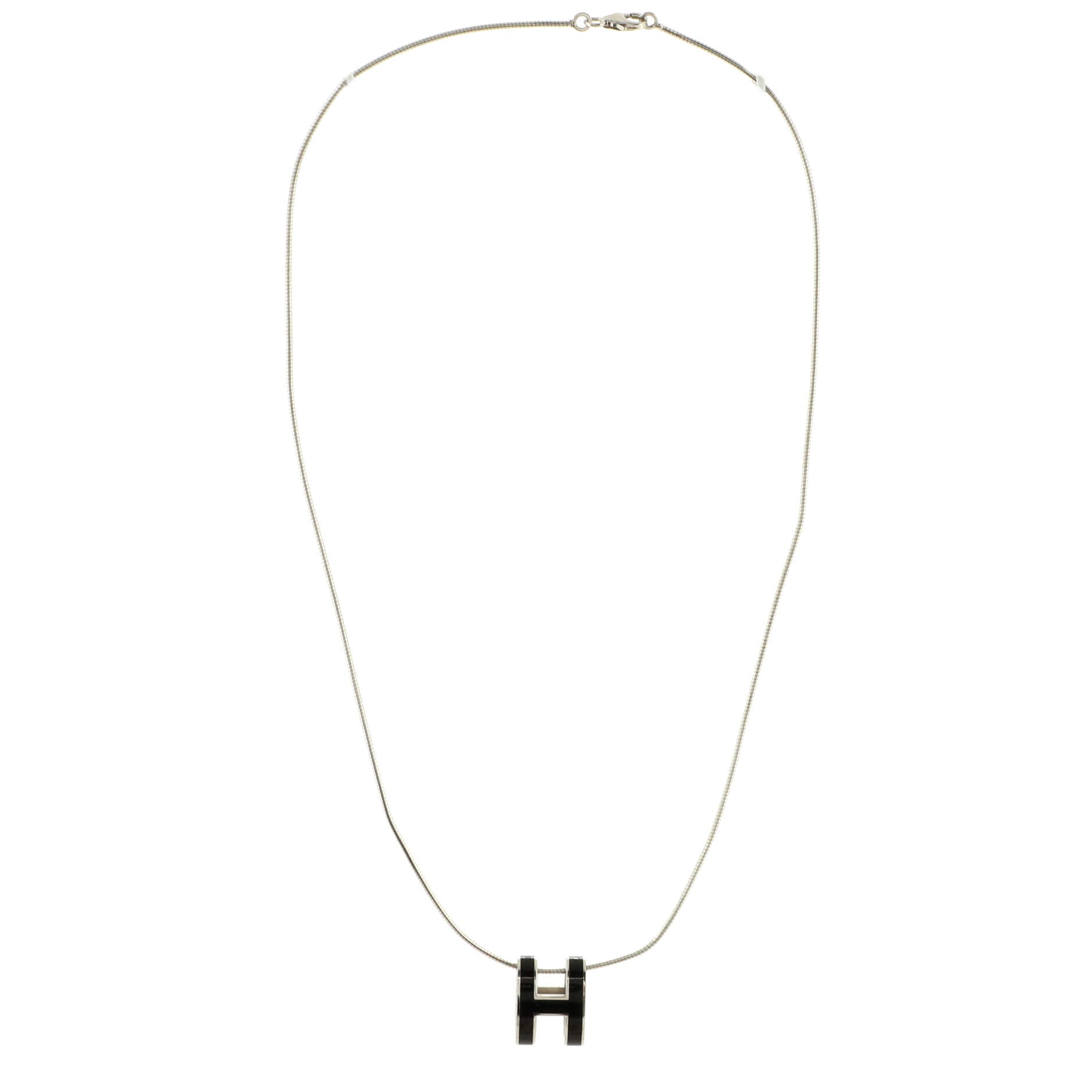 Pop H Pendant Cord Necklace Metal and Enamel