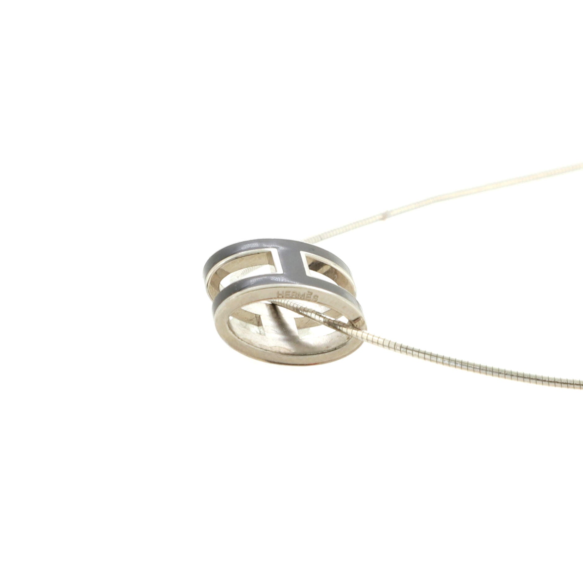 Pop H Pendant Cord Necklace Metal and Enamel
