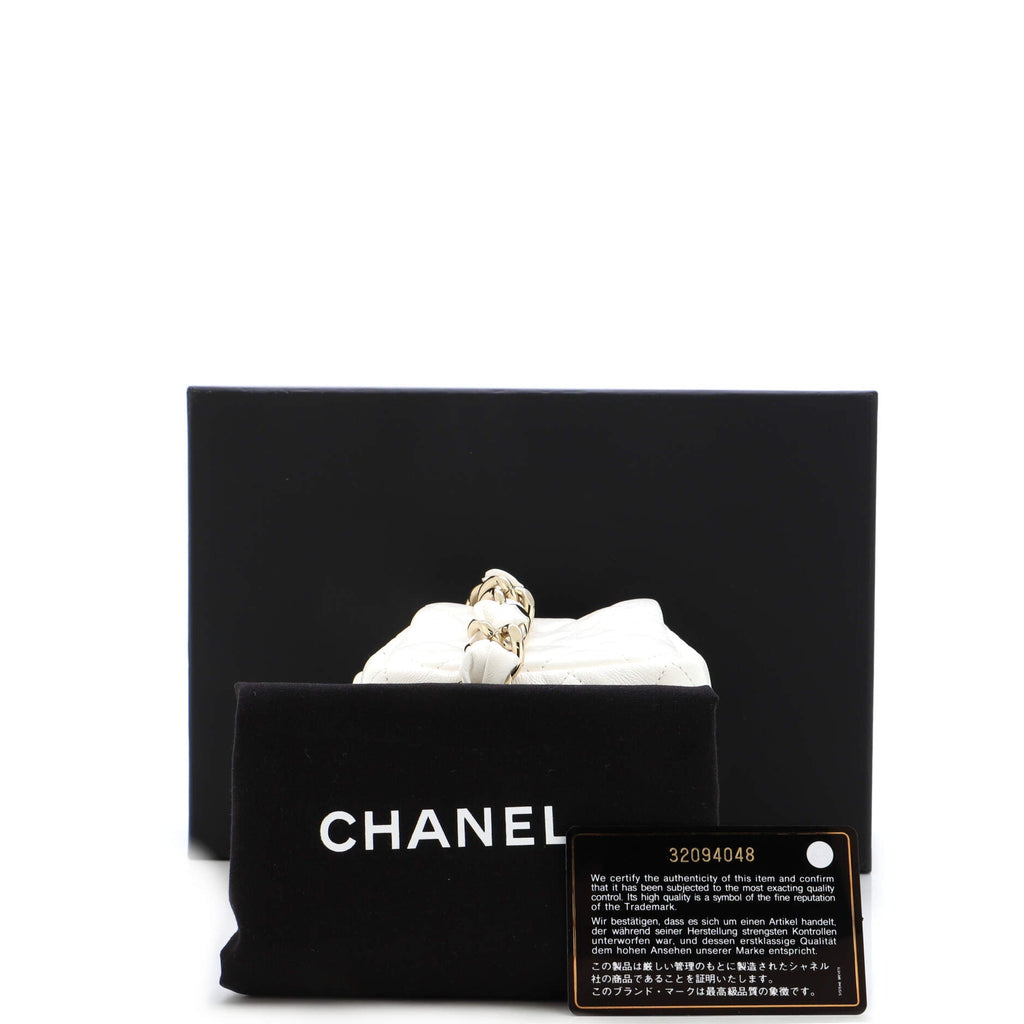 CC Cube Zip Clutch with Chain Handle Quilted Lambskin