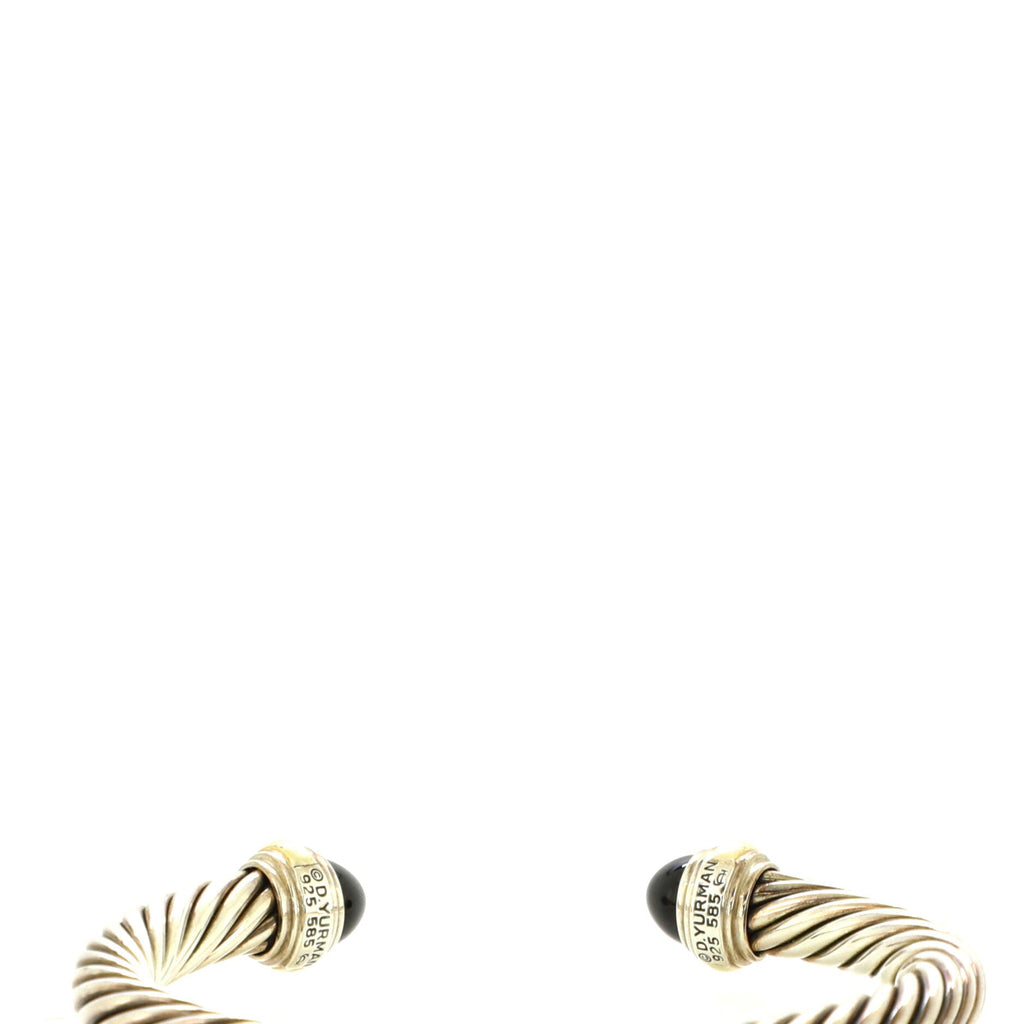 Cable Classic Bracelet Sterling Silver with 14K Yellow Gold and Onyx 7mm