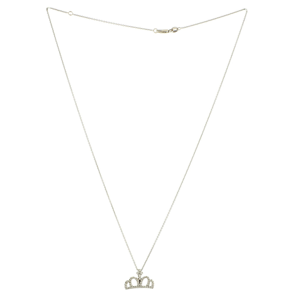 Tiny Treasures Crown Pendant Necklace 18K White Gold with Diamonds