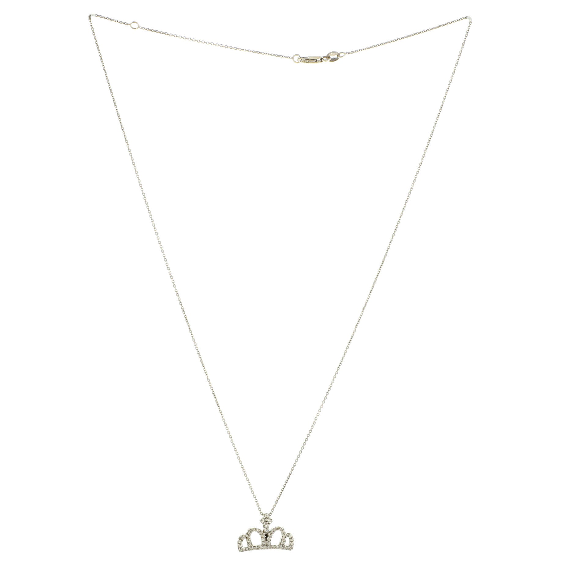 Tiny Treasures Crown Pendant Necklace 18K White Gold with Diamonds
