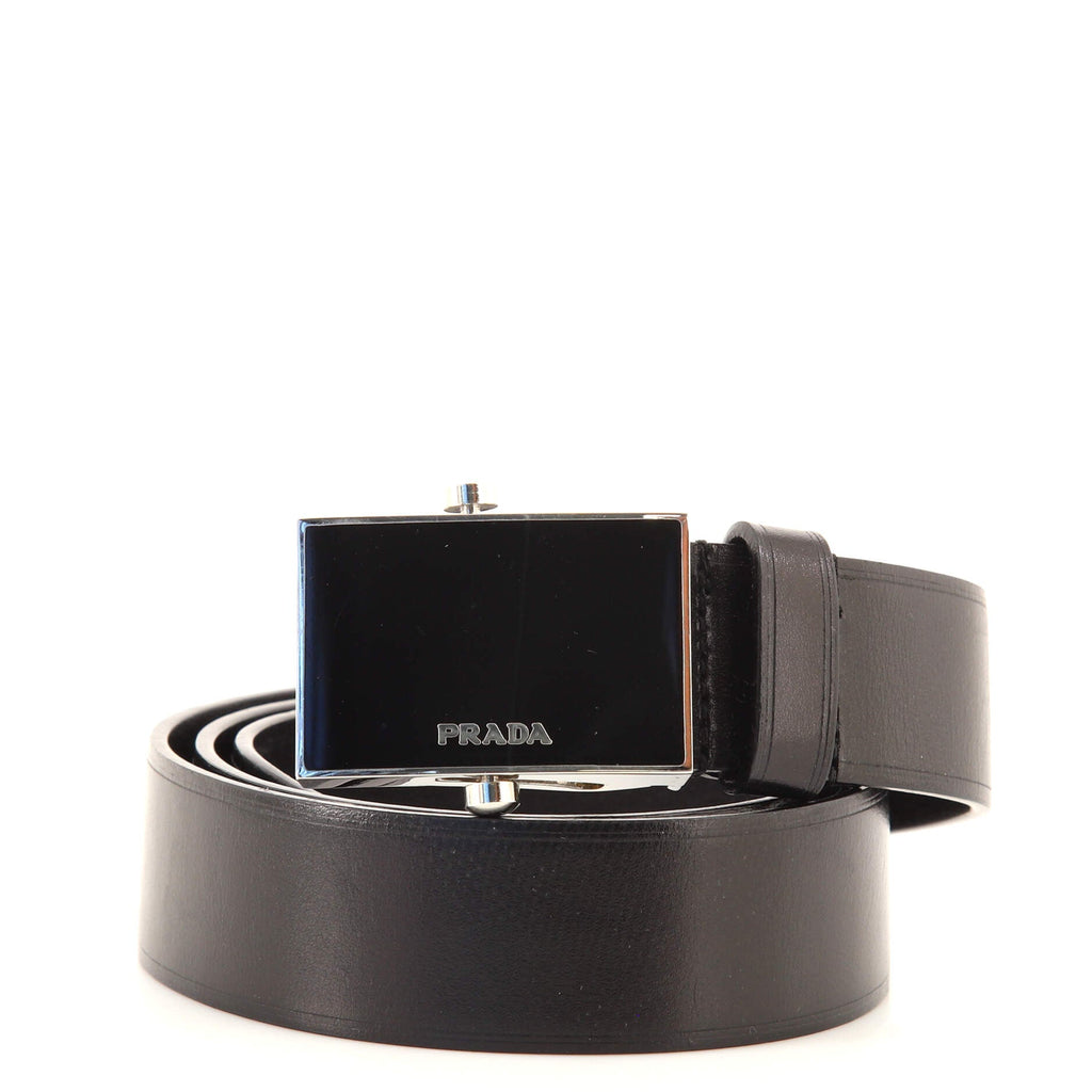 Logo Buckle Belt Leather Wide 70