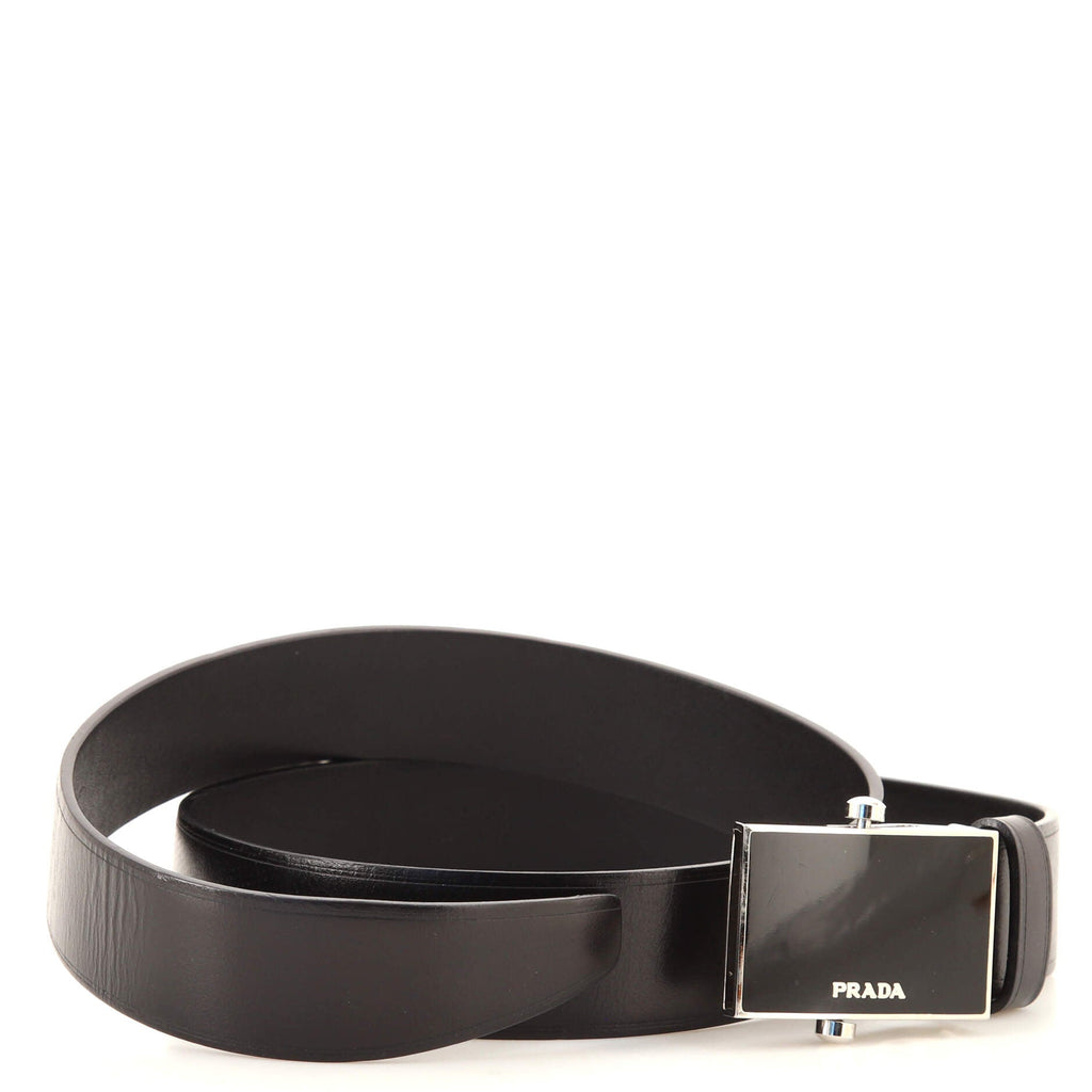 Logo Buckle Belt Leather Wide 70