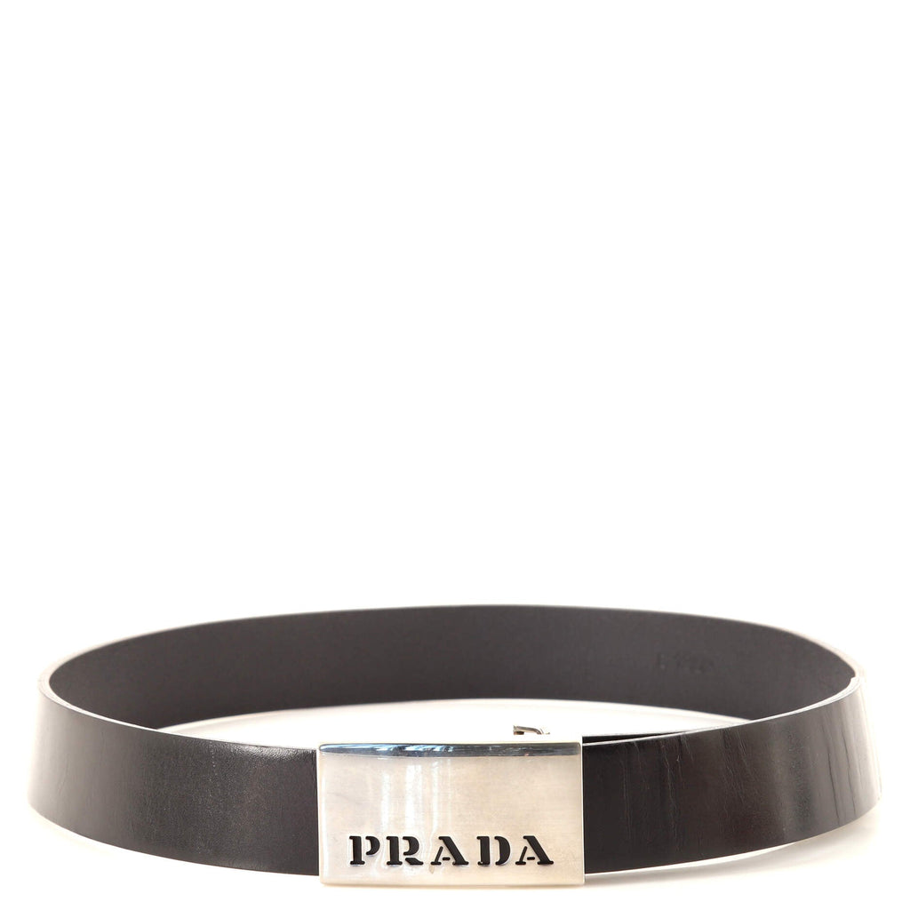 Logo Buckle Belt Leather Wide 70