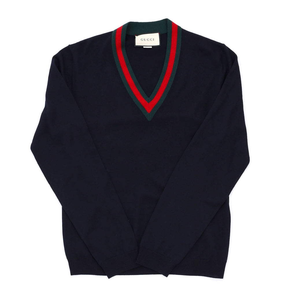 Men's Web V Neck Pullover Sweater Wool