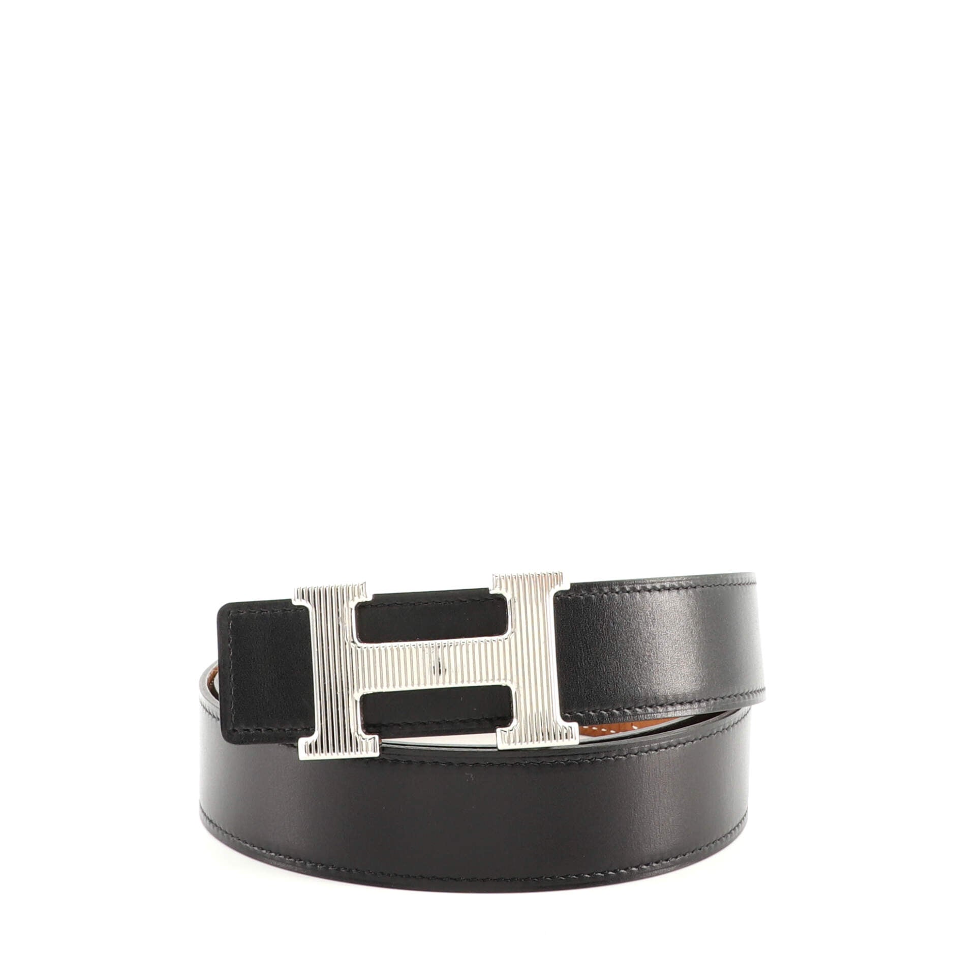 H Strie Buckle Reversible Belt Leather Medium 90