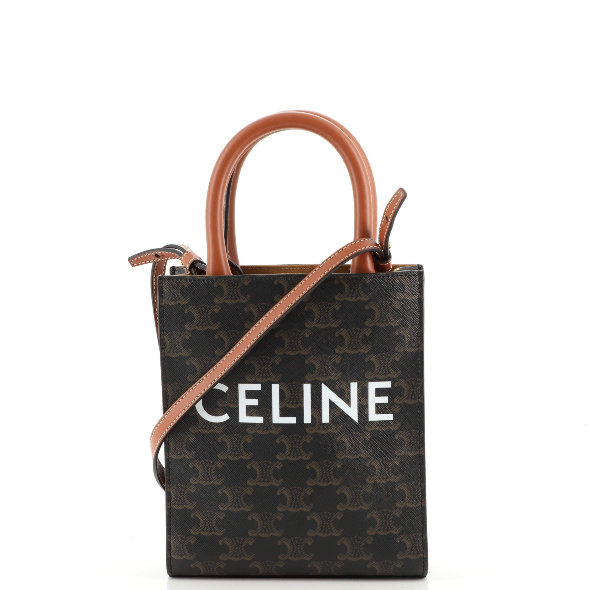 Vertical Cabas Tote Triomphe Coated Canvas Mini