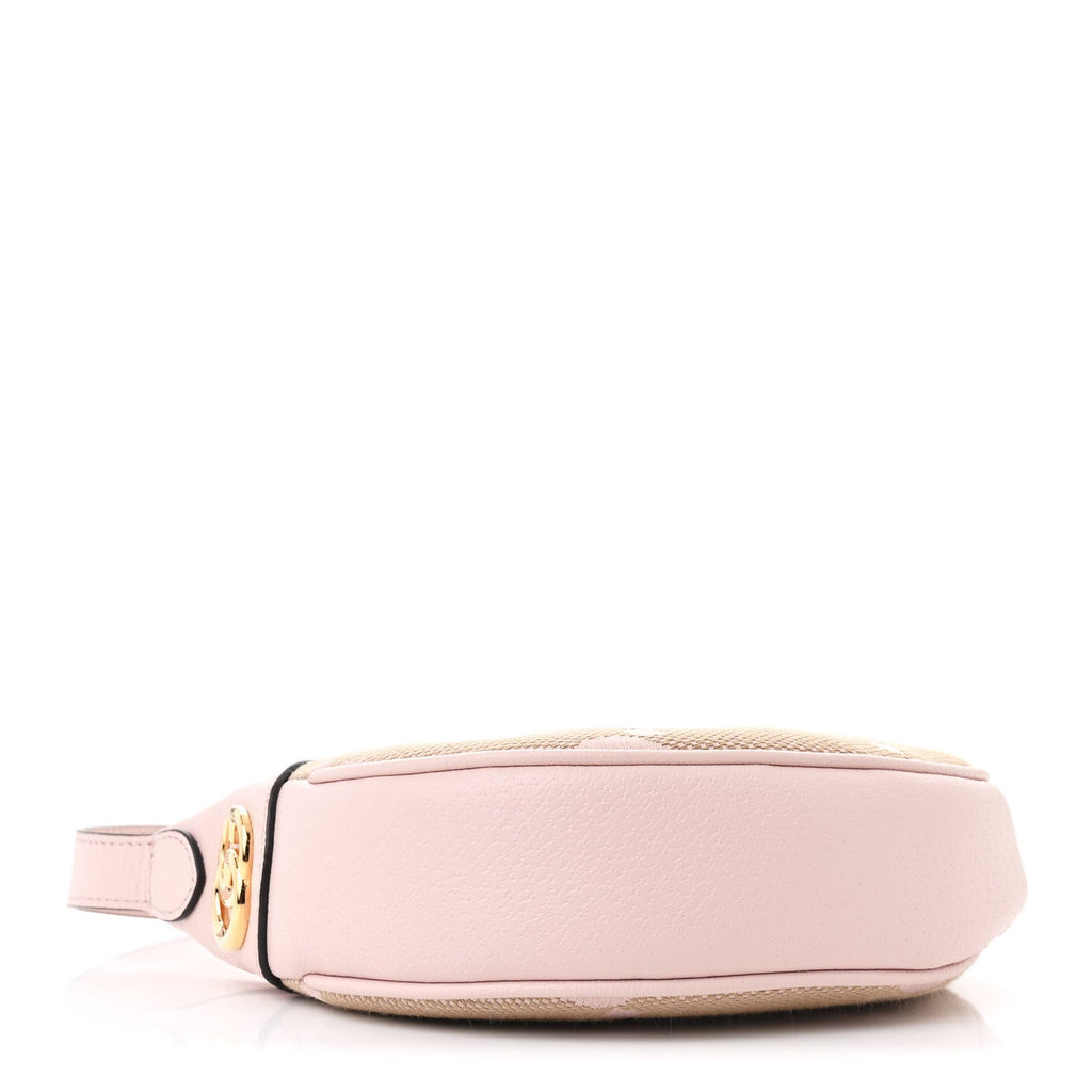 Monogram Jumbo GG Textured Dollar Calfskin Mini Ophidia Half Moon Hobo Beige Lapis