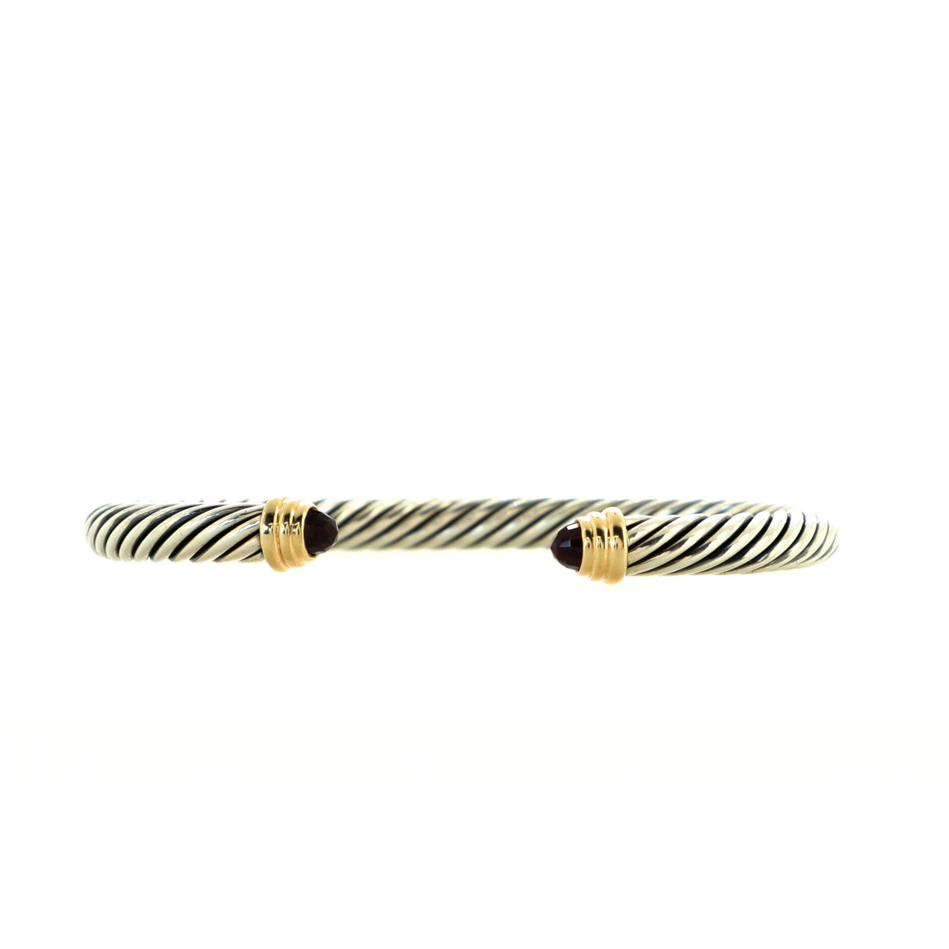 Cable Classic Bracelet Sterling Silver with 14K Yellow Gold and Garnet 5mm