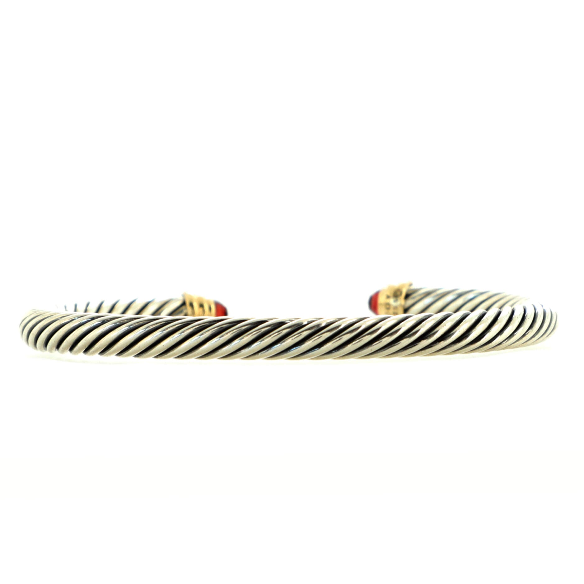 Cable Classic Bracelet Sterling Silver with 14K Yellow Gold and Garnet 5mm