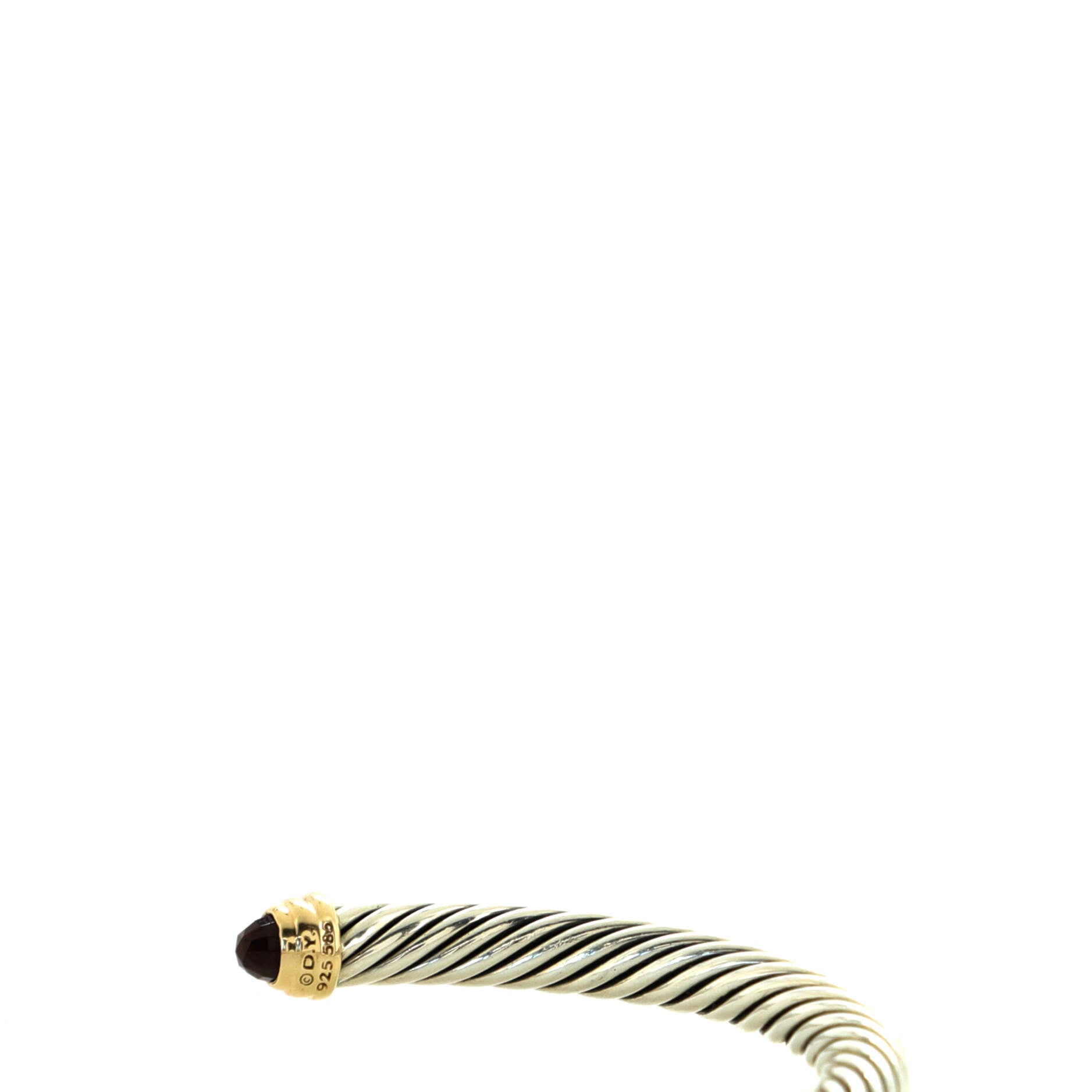 Cable Classic Bracelet Sterling Silver with 14K Yellow Gold and Garnet 5mm