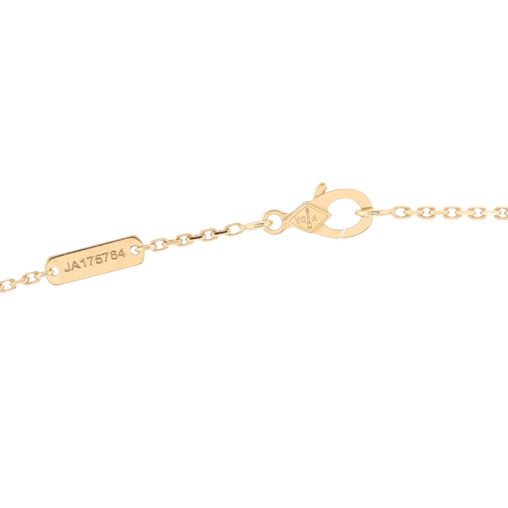 Vintage Alhambra Pendant Necklace 18K Yellow Gold and Gold Mother of Pearl with Diamond