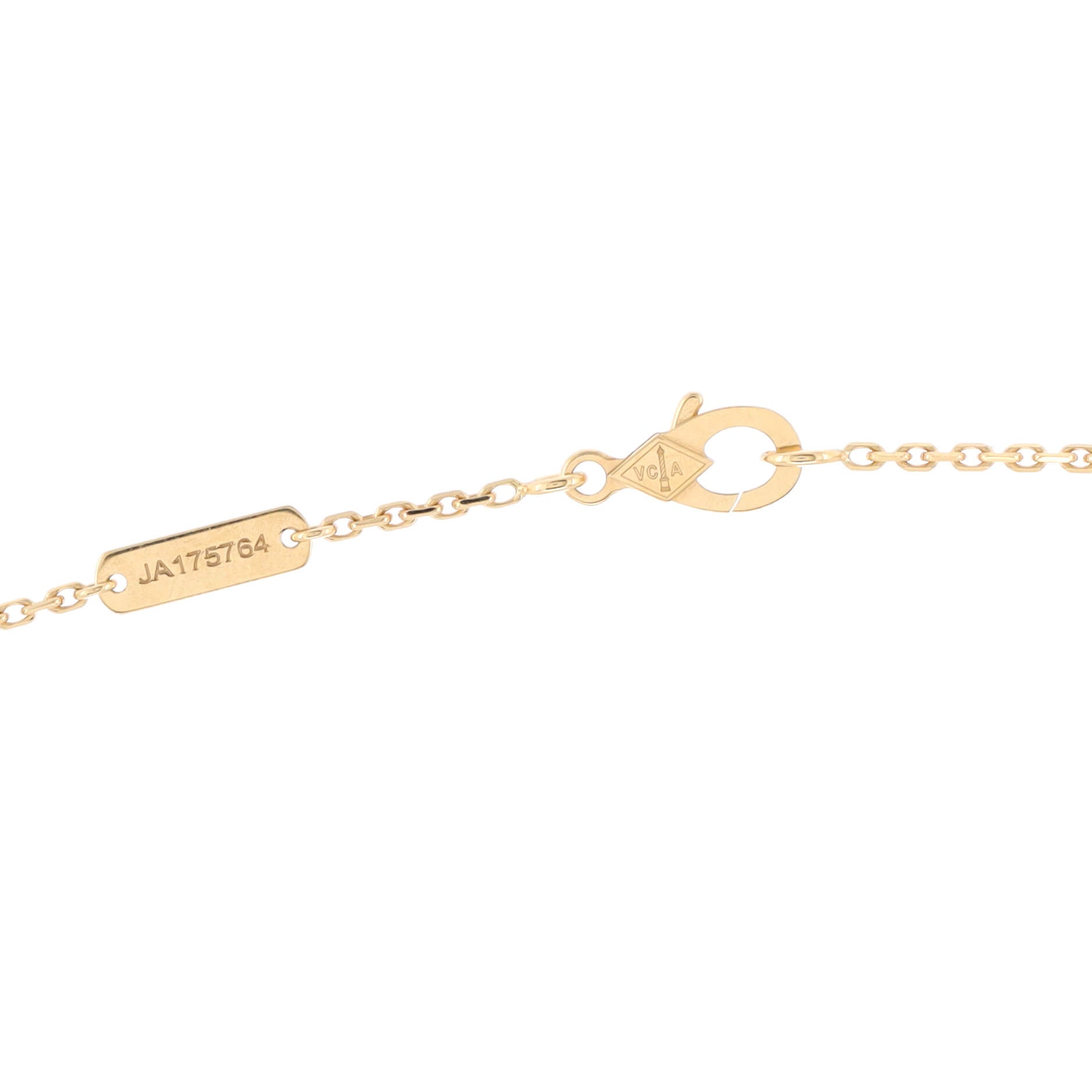 Vintage Alhambra Pendant Necklace 18K Yellow Gold and Gold Mother of Pearl with Diamond