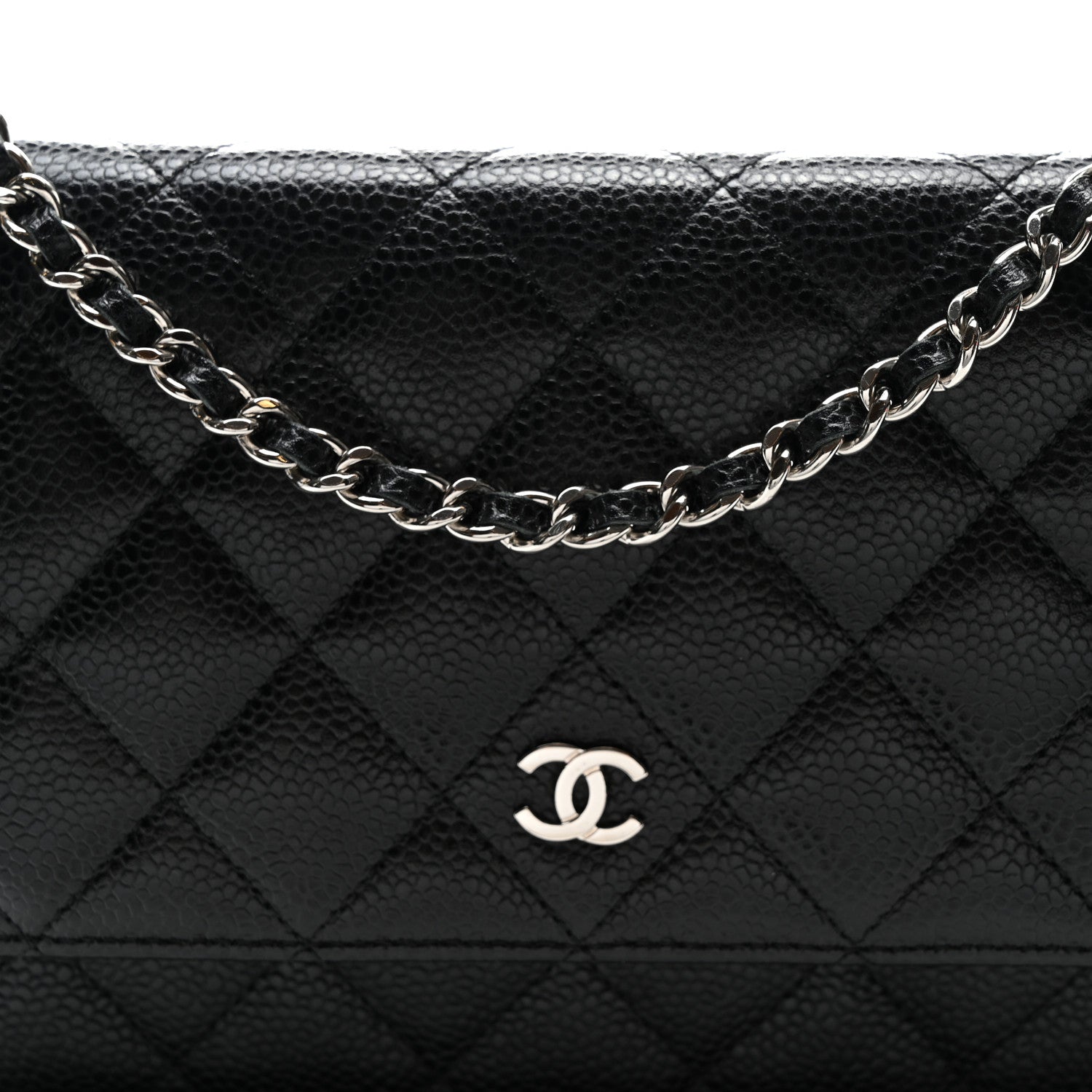 Caviar Quilted Wallet on Chain WOC Black