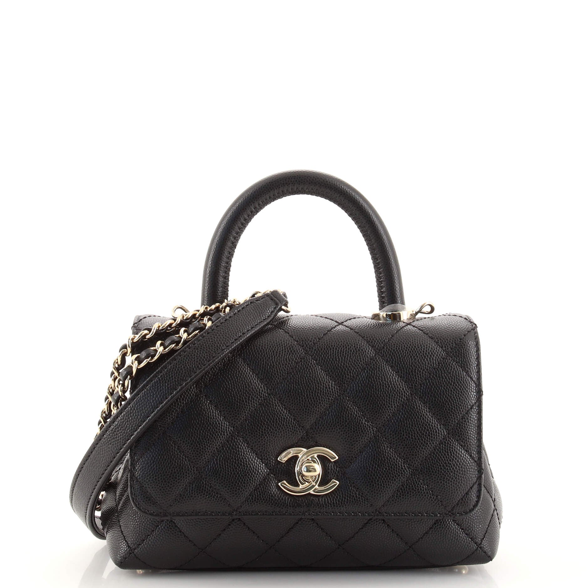 Coco Top Handle Bag Quilted Caviar Extra Mini