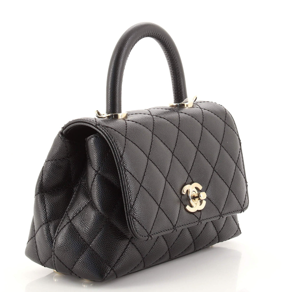 Coco Top Handle Bag Quilted Caviar Extra Mini