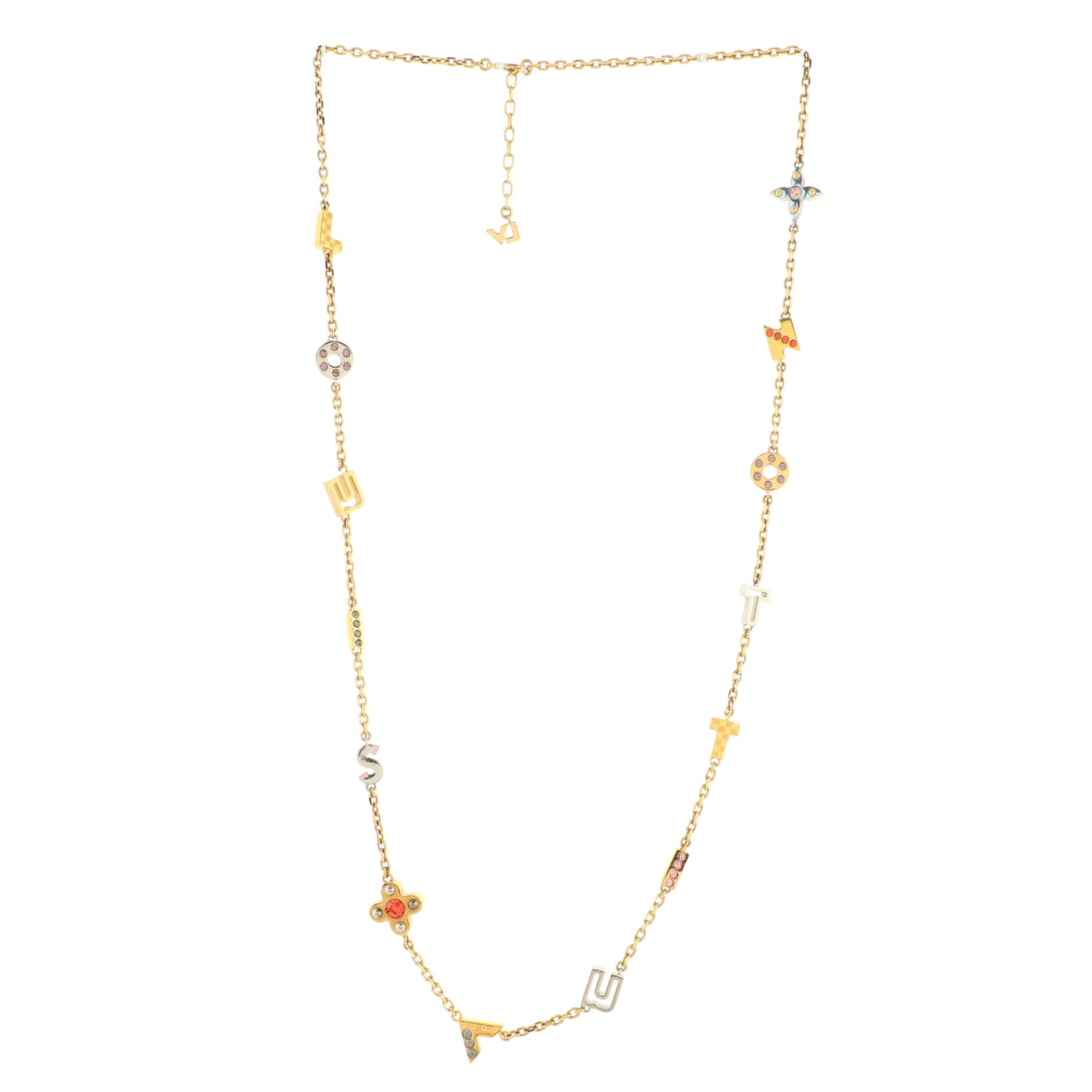 Love Letters Pendant Long Necklace Metal with Crystal