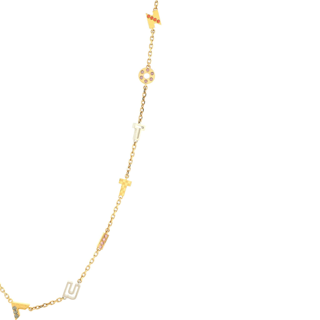 Love Letters Pendant Long Necklace Metal with Crystal
