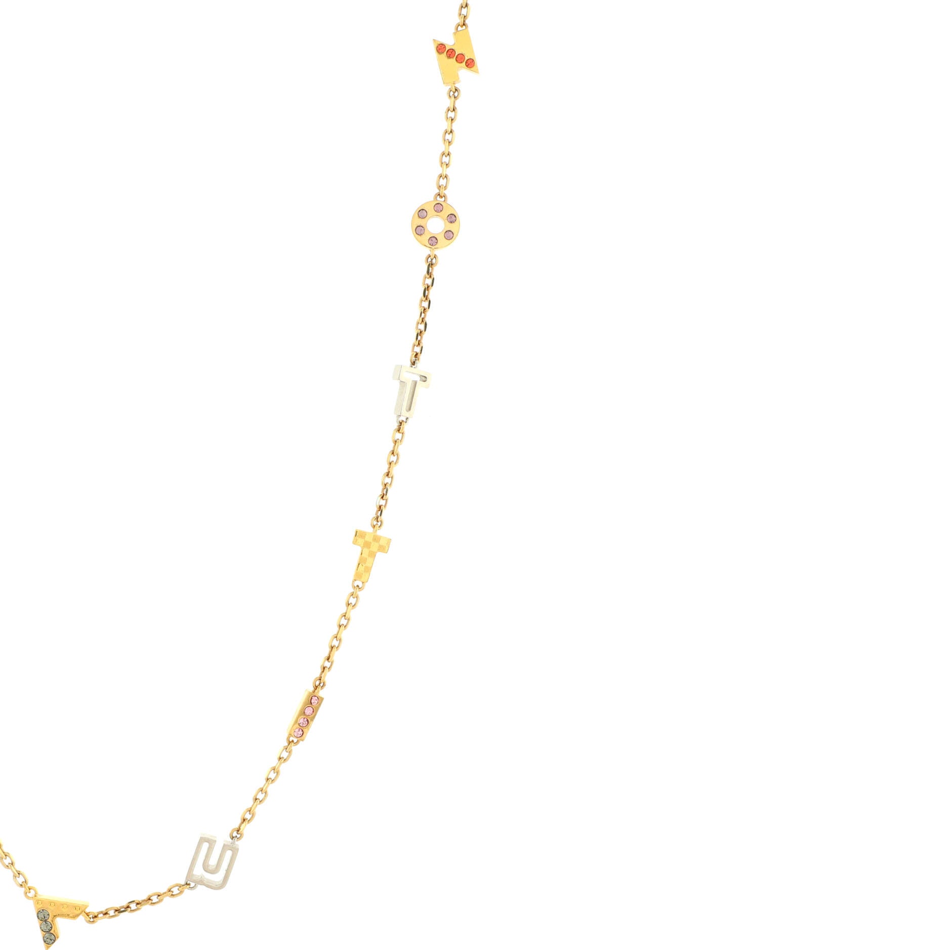 Love Letters Pendant Long Necklace Metal with Crystal