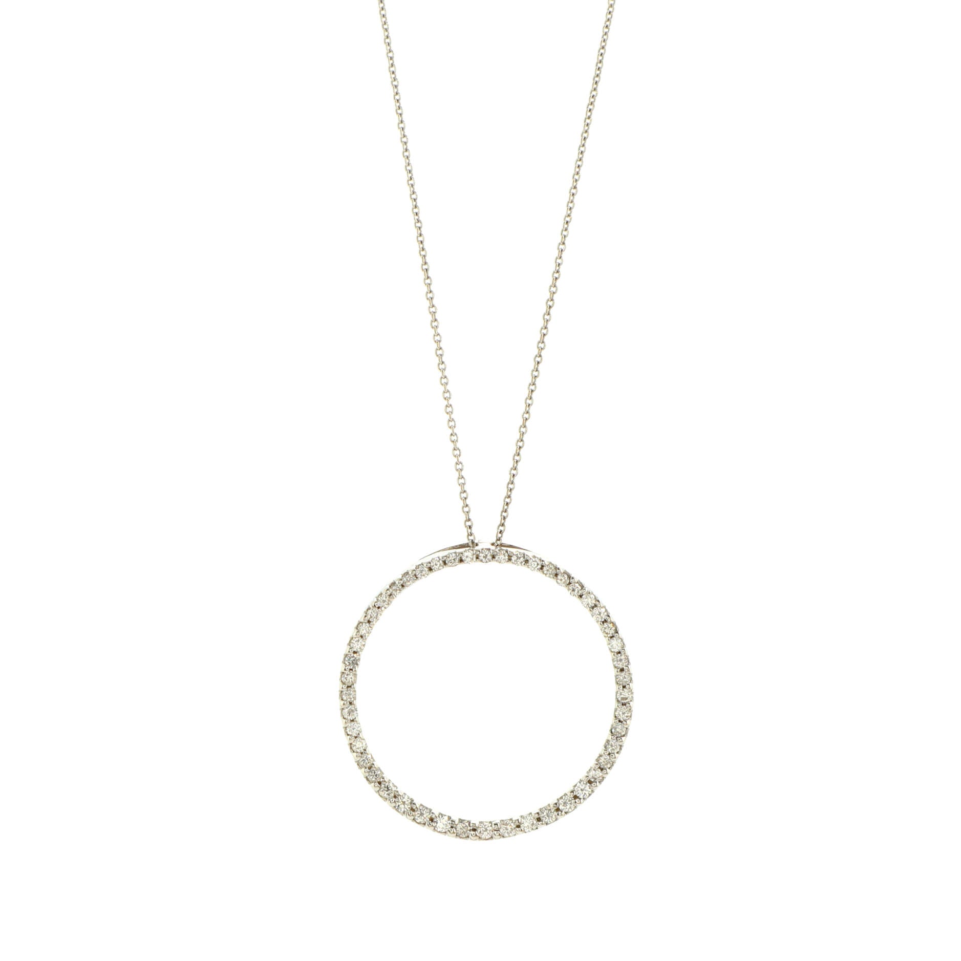 Tiny Treasures Circle of Life Pendant Necklace 18K White Gold with Diamonds Medium