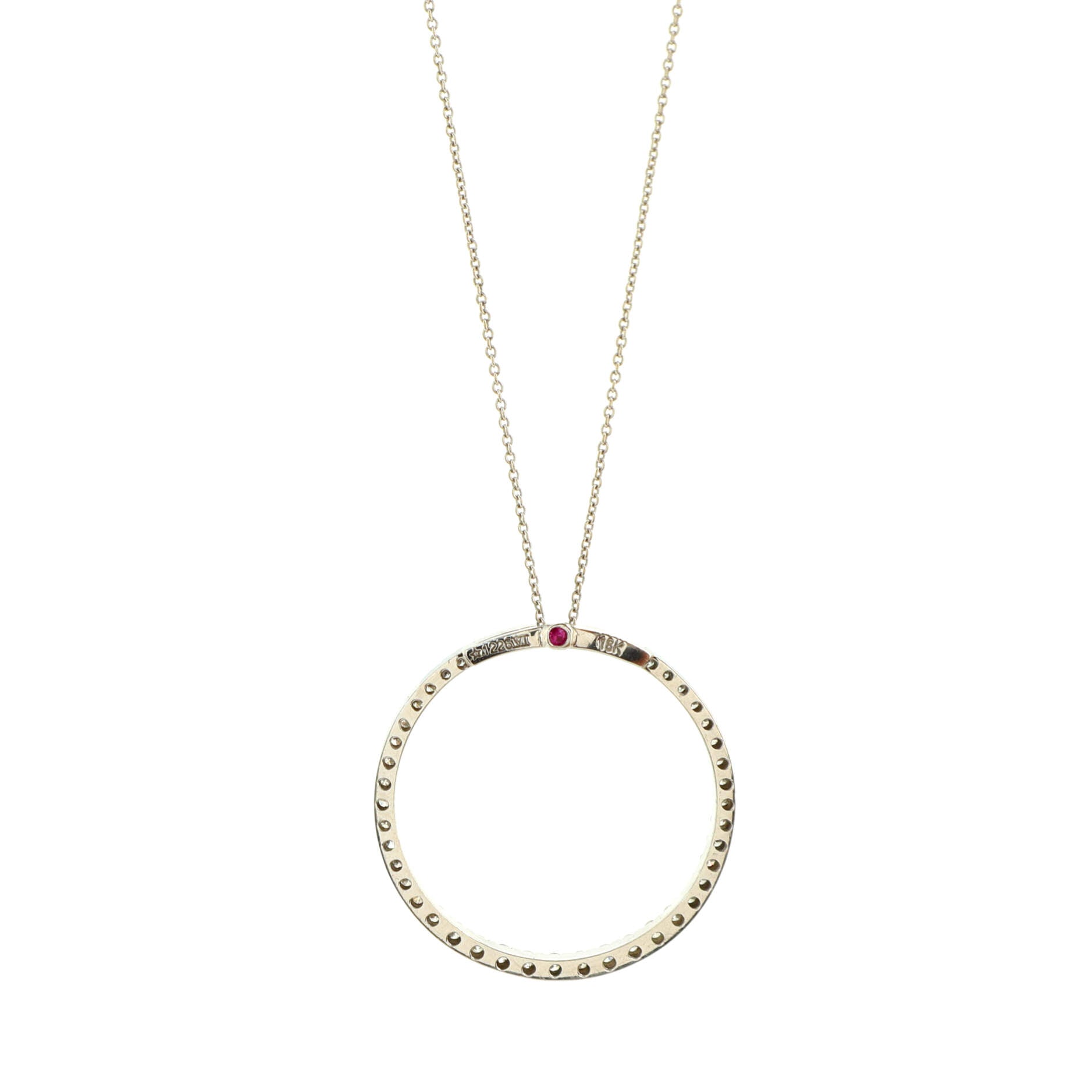 Tiny Treasures Circle of Life Pendant Necklace 18K White Gold with Diamonds Medium