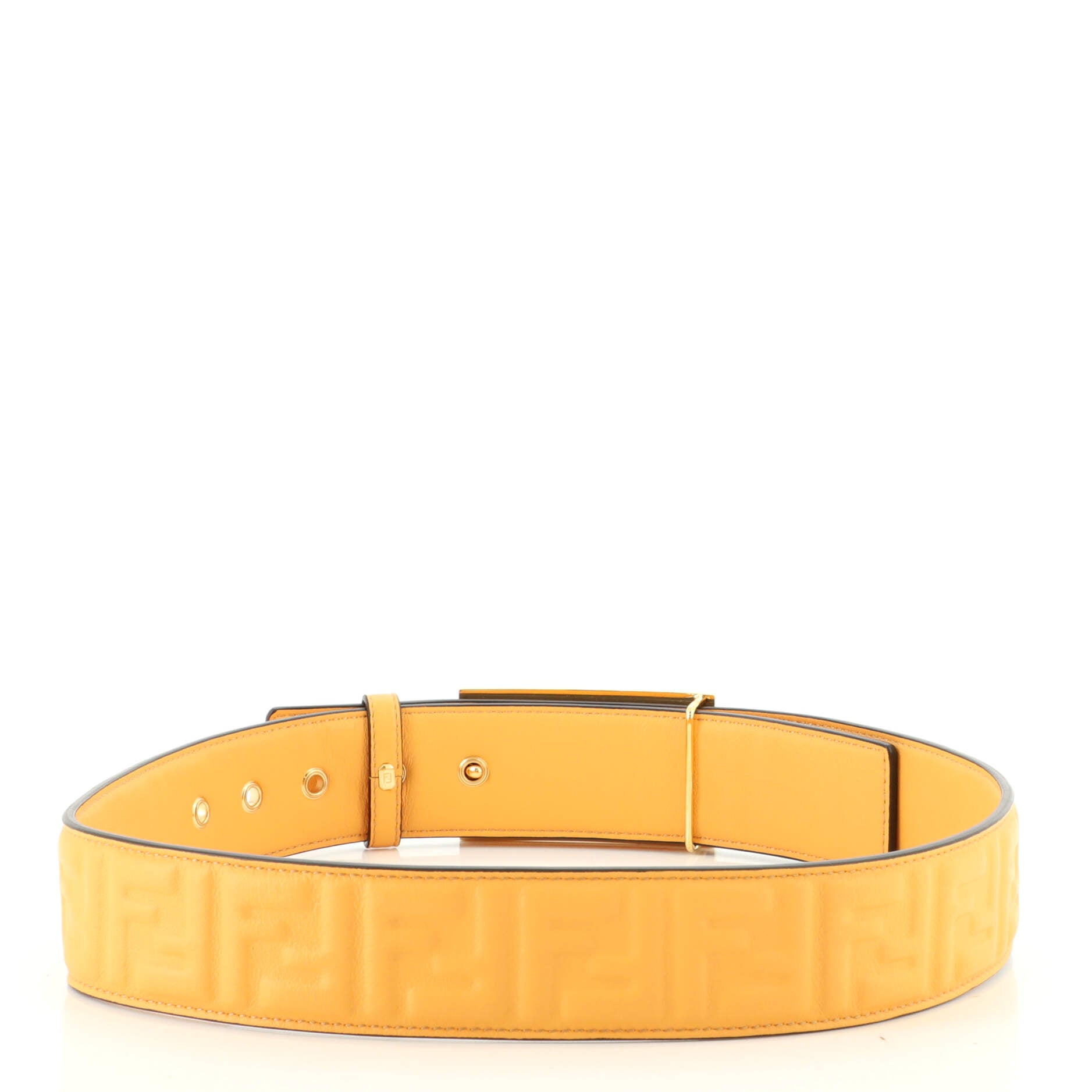 FF Buckle Belt Zucca Embossed Leather Wide 70