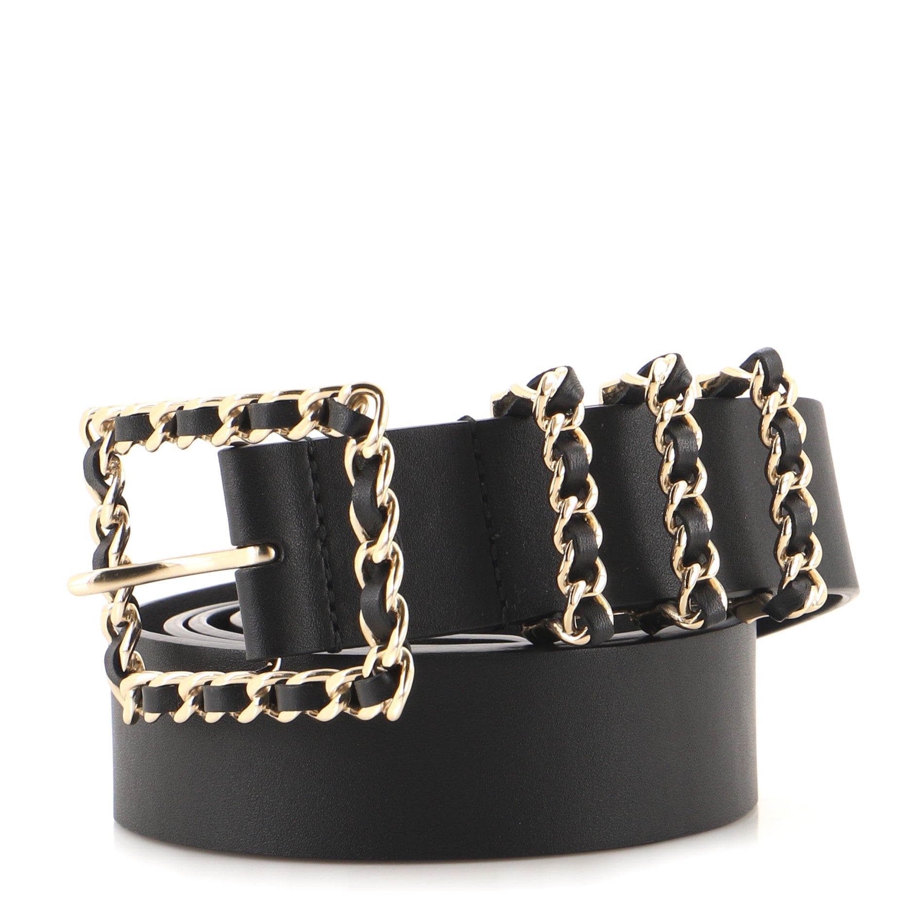 Woven Chain CC Belt Leather with Metal Medium 95