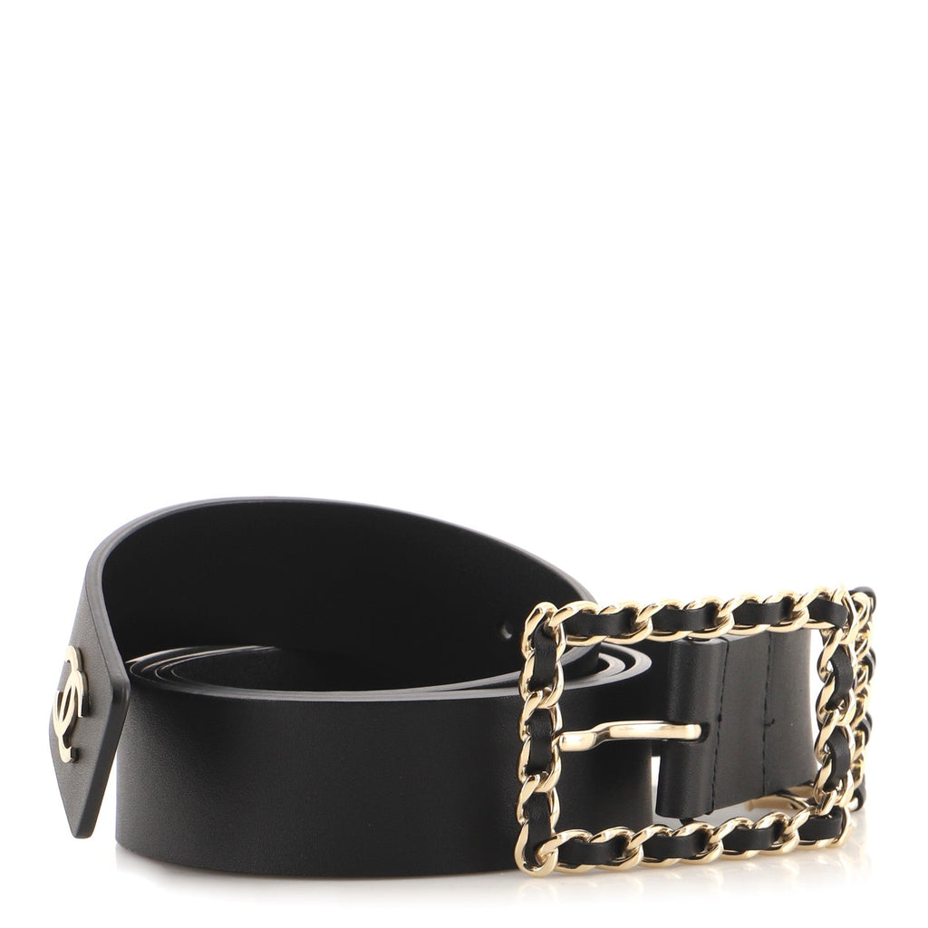 Woven Chain CC Belt Leather with Metal Medium 95