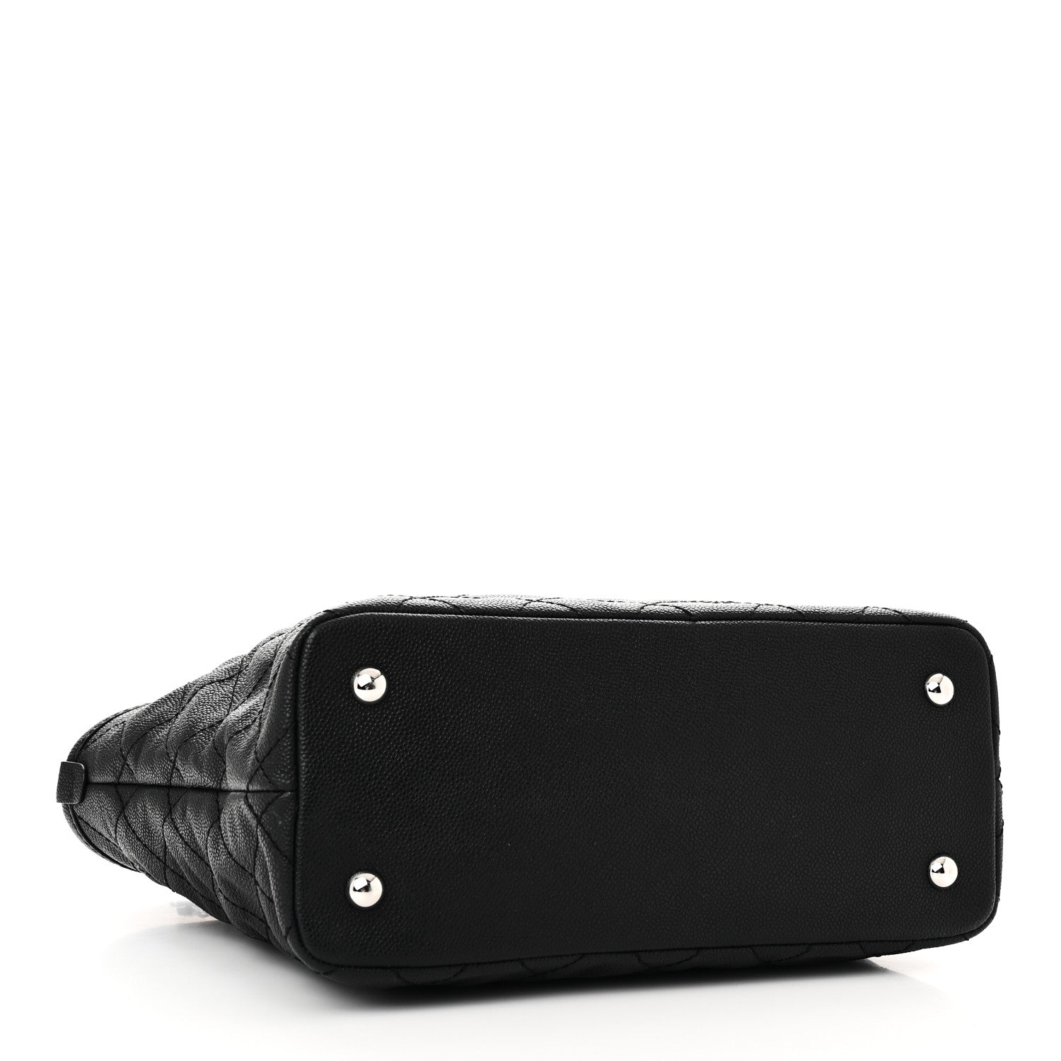 Grained Calfskin Quilted Small Daily Shopping Tote Black